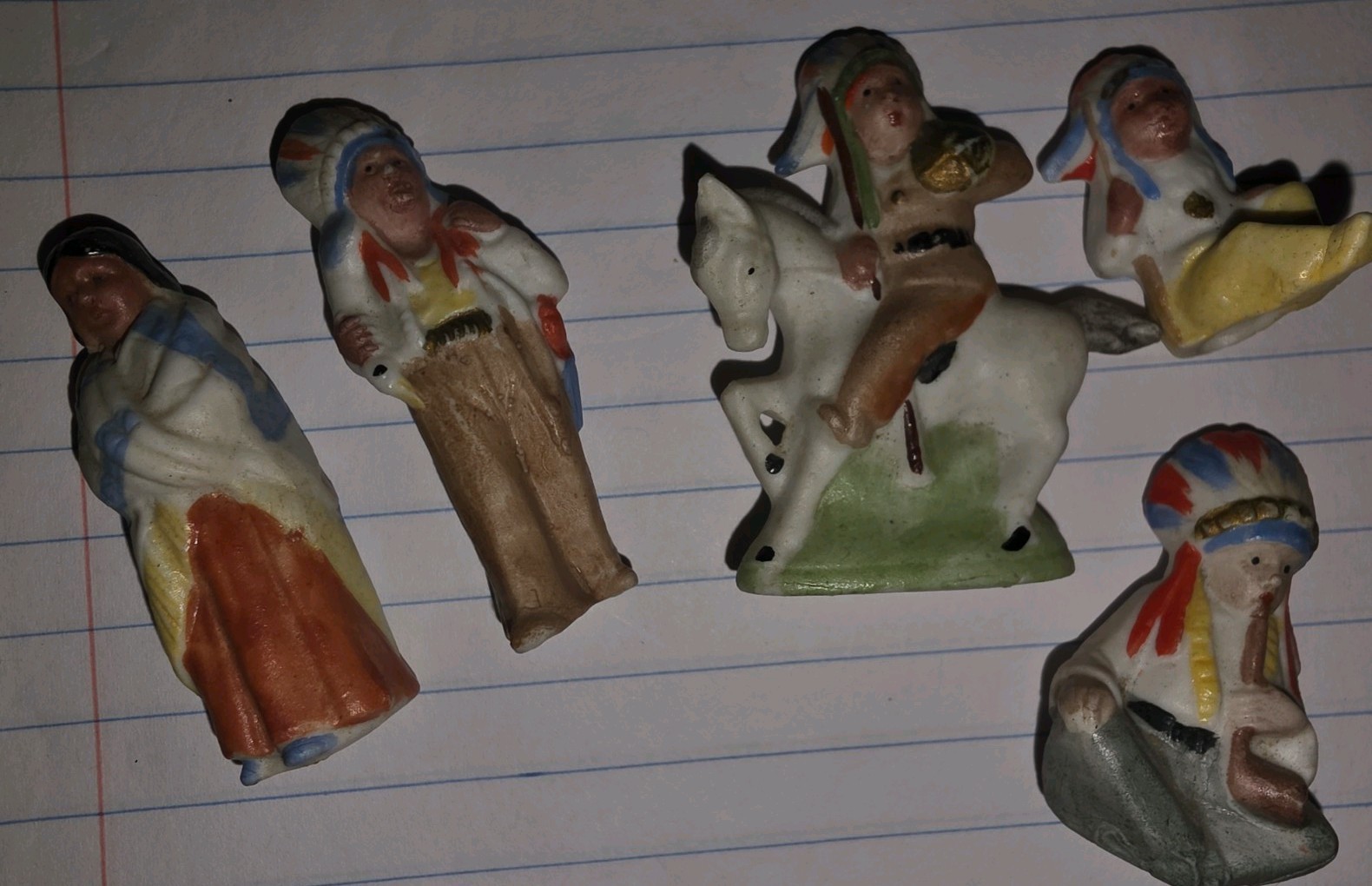 Antique German Bisque Native American Indian Figurine Set 5pc Hertwig Limbach B