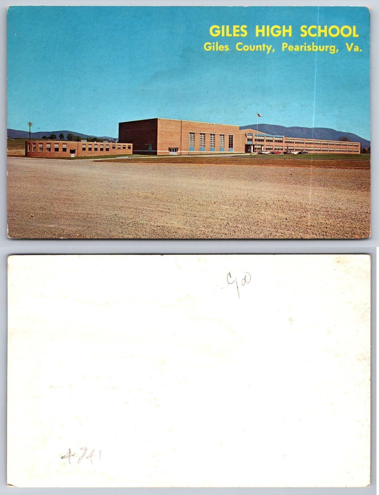 Vintage Giles High School Pearisburg VA Postcard School Building
