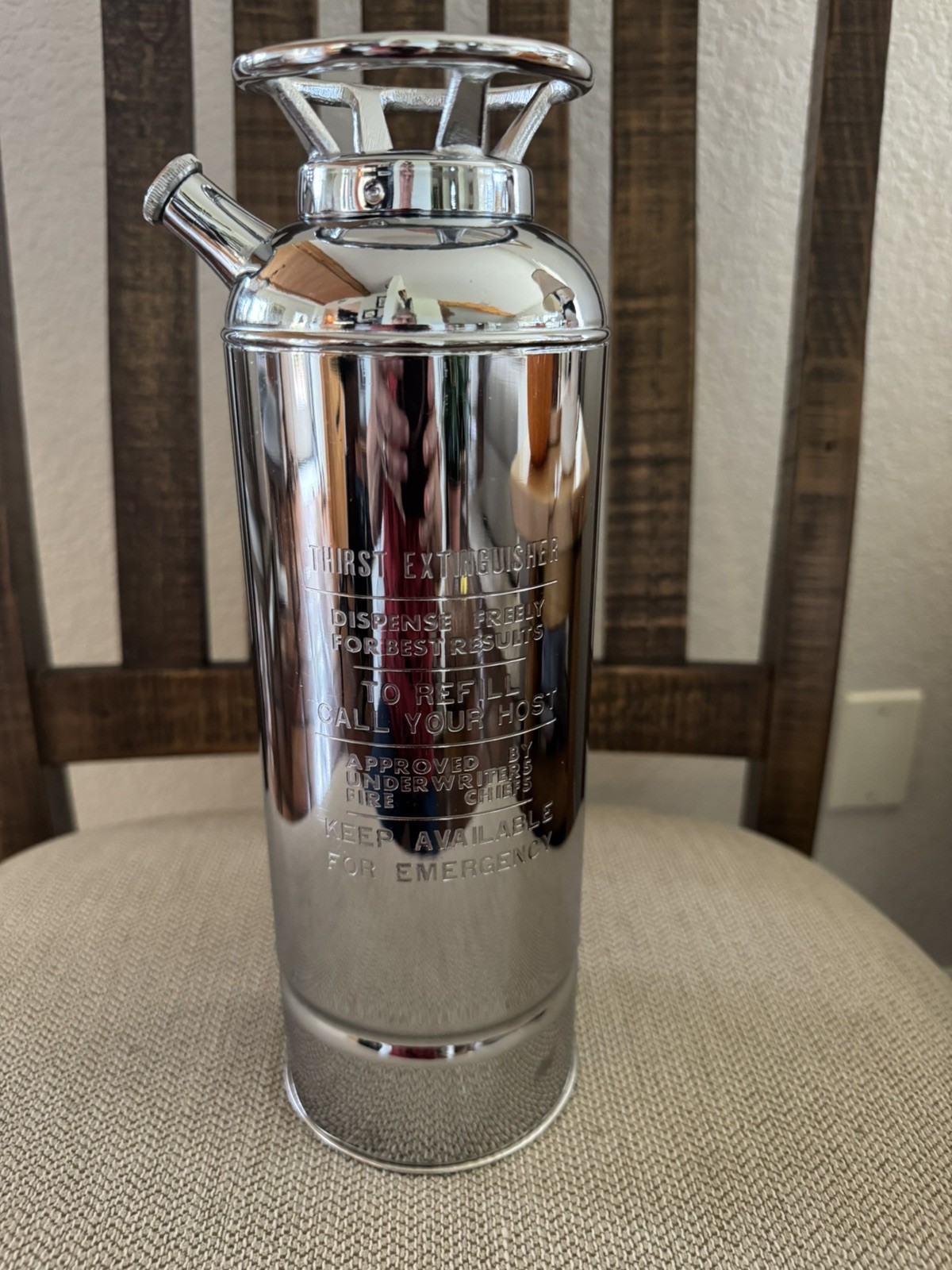 Vintage Thirst Extinguisher Cocktail Shaker Novelty Fire Extinguisher