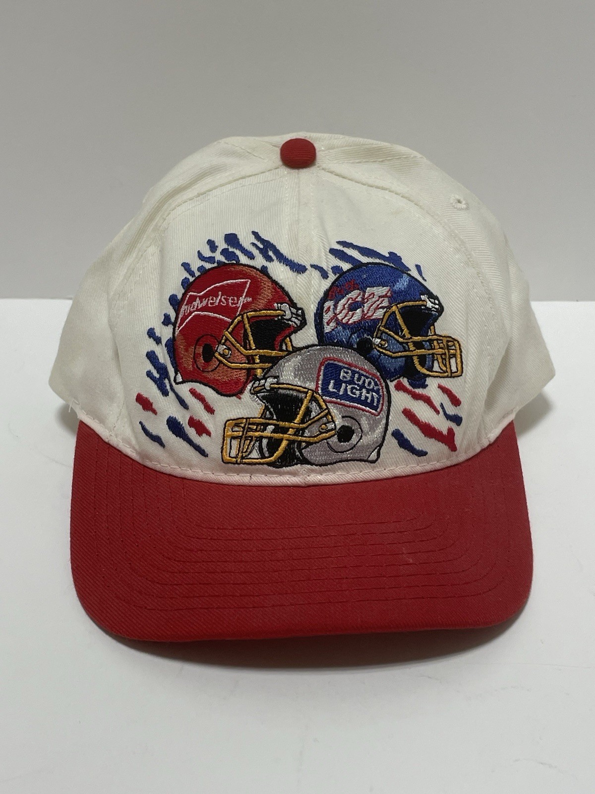 Vintage Budweiser Bud Ice Bud Light Hat Cap Snapback Red White Blue NFL USA
