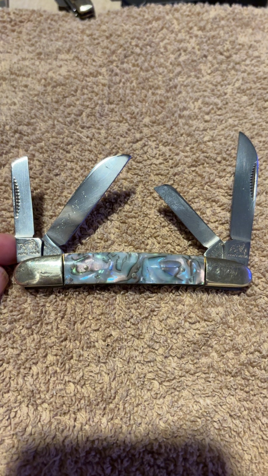 Vintage Bulldog Brand Abalone Congress 4-Blade Pocket Knife