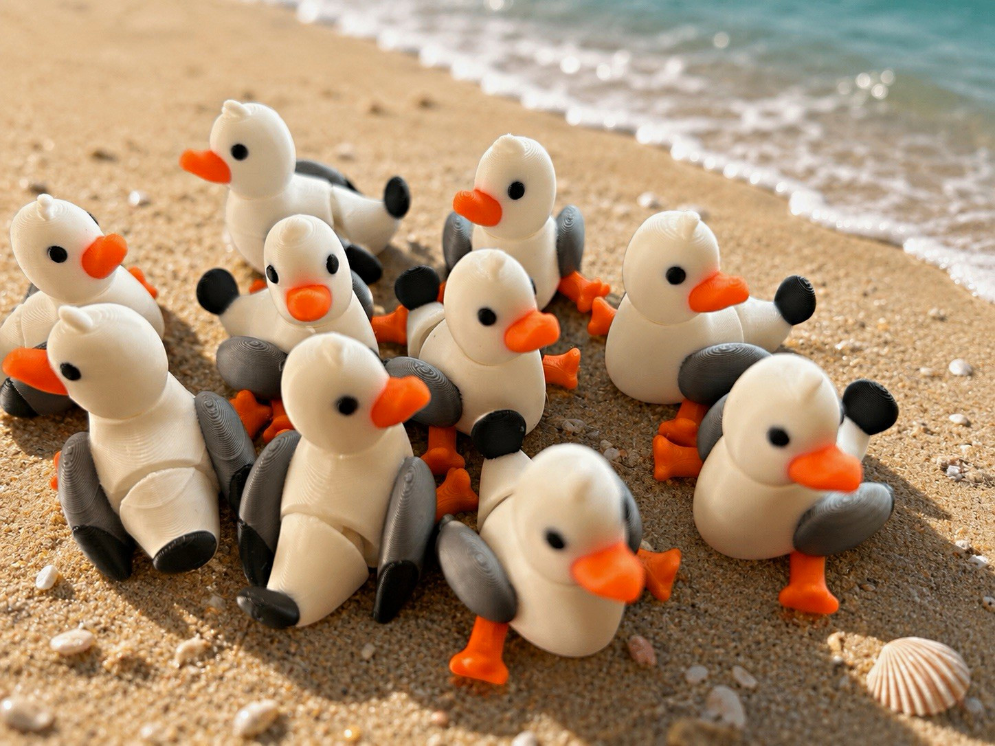Qty. 10 - 3D Printed Articulated Seagulls-Steve-Cedar Point - Beach - MINE