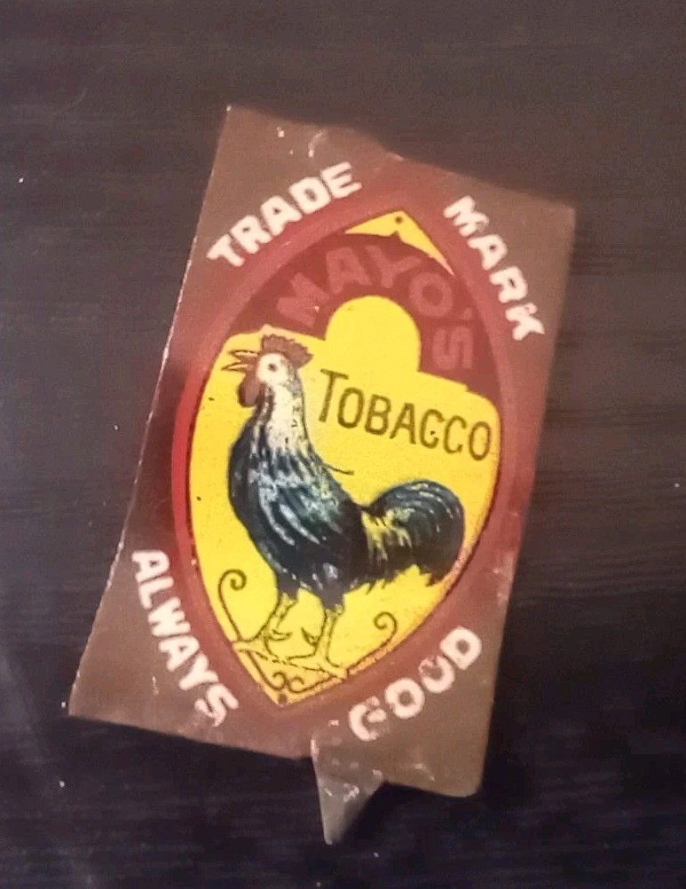 Vintage Mayo\'s Tobacco Rooster Advertising Emblem Badge Placque Sign Label 