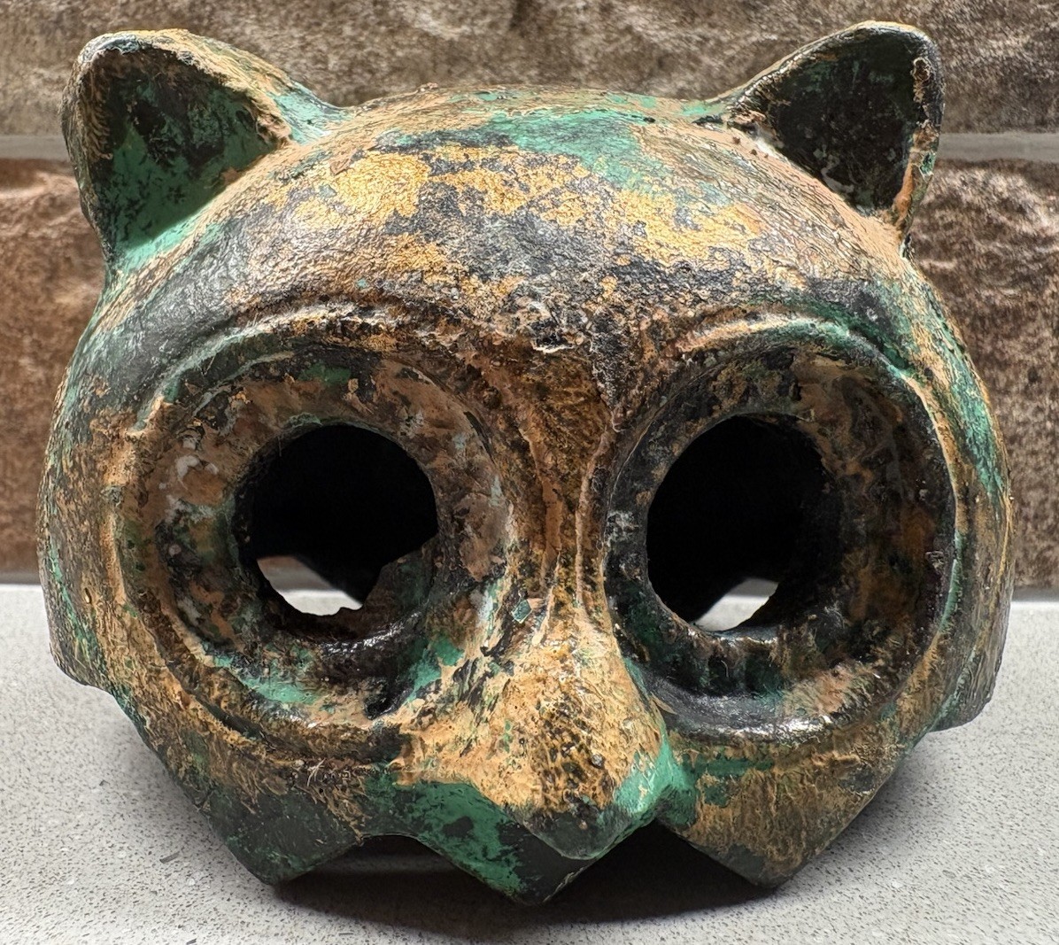 Vtg Japanese Cast Iron Owl Incense Burner REPLACEMENT HEAD LID ONLY