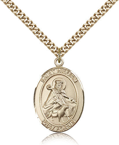 Saint William Of Rochester Medal For Men - Gold Filled Necklace On 24 Chain ...