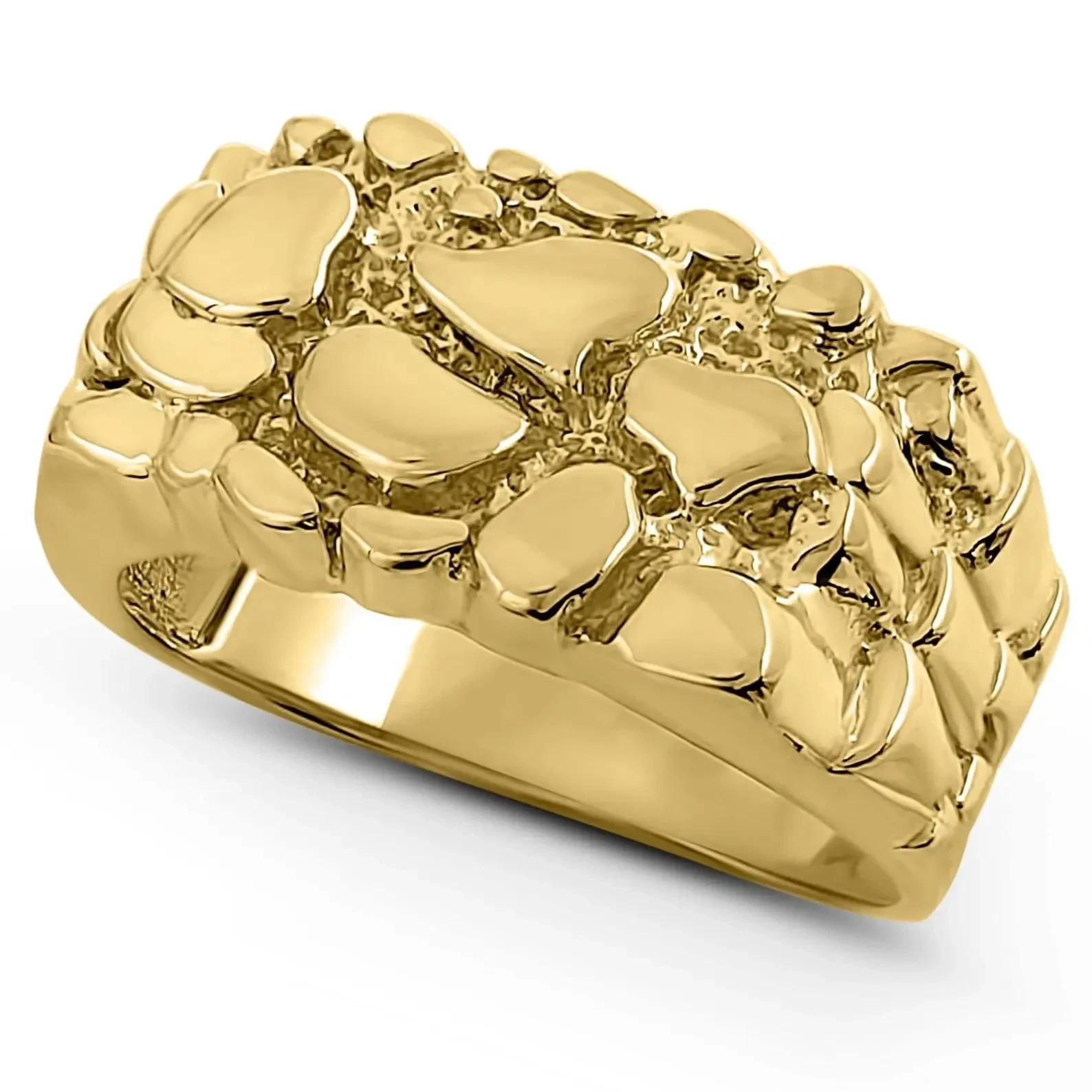 Solid Classic Nugget Face Of Ring-11mm x 16.5mm In 14k Yellow Gold Plated