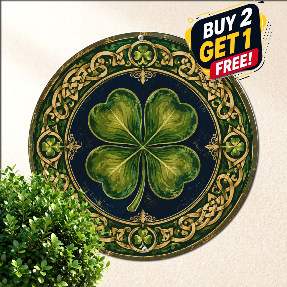 St Patrick Day Four Leaf Clover Sign Irish Lucky Shamrock Holiday Festival Decor