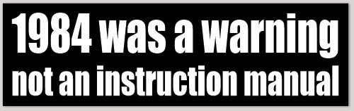 1984 Was A Warning Not An Instruction Manual 3x10 Vinyl Bumper Sticker