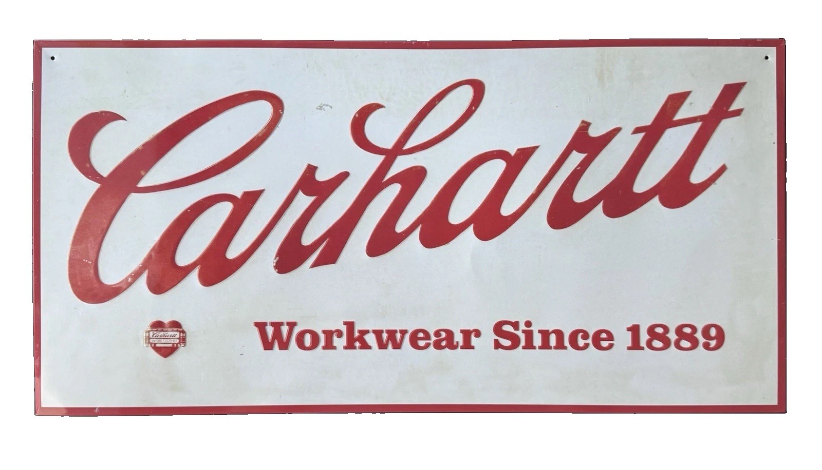 Carhartt Workwear Metal Sign Since 1889 Embossed Advertising Plaque 24x12”