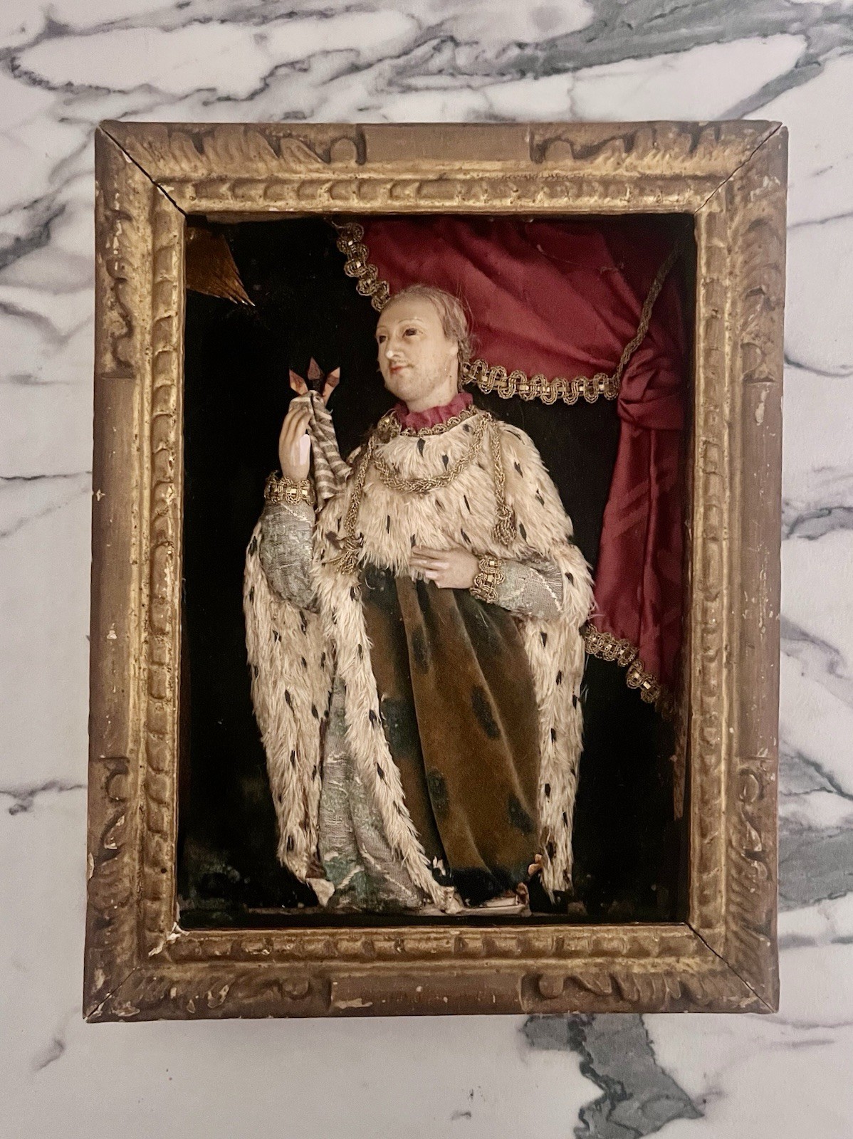 Rare Antique 18th  Century Devotional Christian Shadow Box Art Reliquary 11”