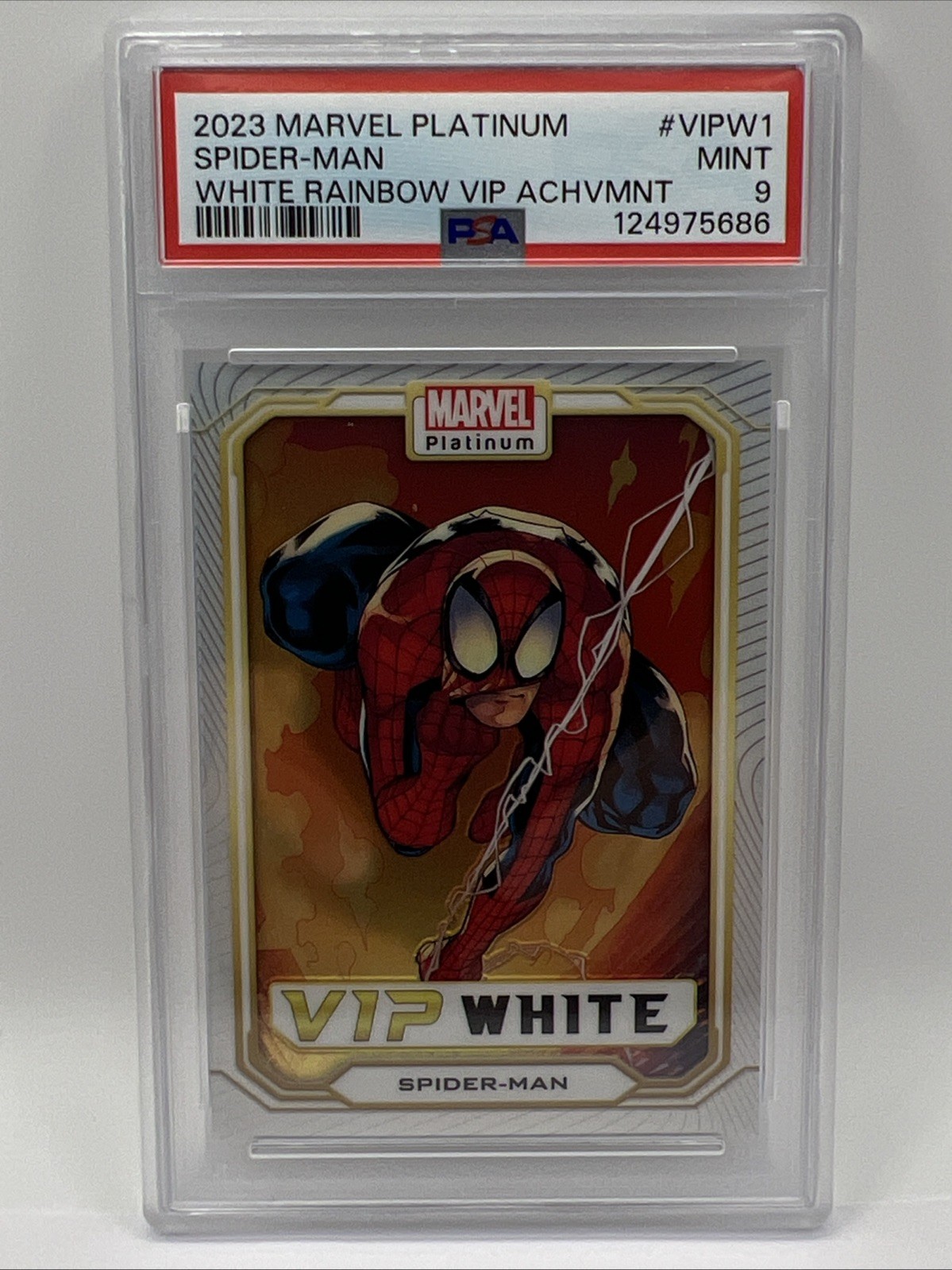 2023 Marvel Platinum White Rainbow VIP Achievement SPIDER-MAN PSA 9 Mint 🕷️RARE