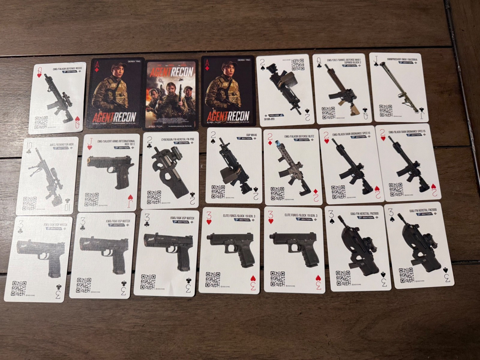 Evike  Weapons Cache playing cards. Lot of 65 cards.