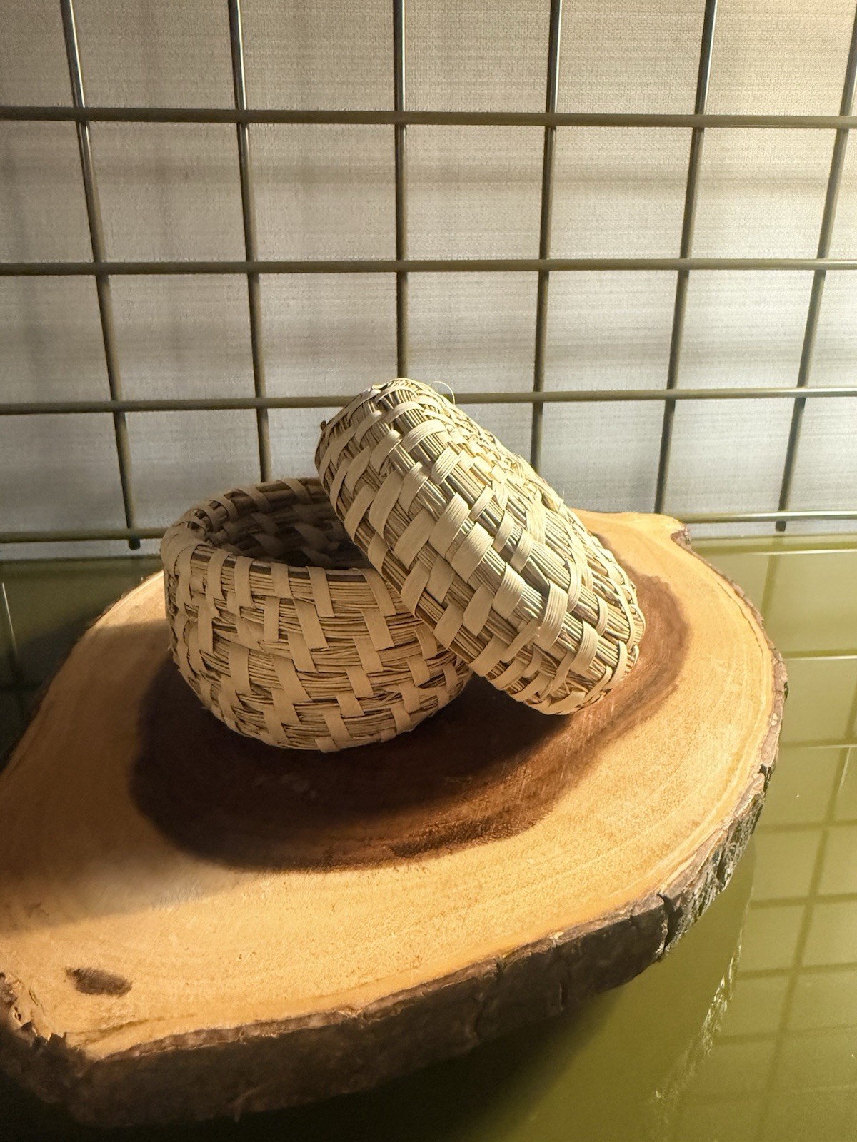 Authentic 1970’s Charleston Sweetgrass Basket For Trinkets, Sewing Signed