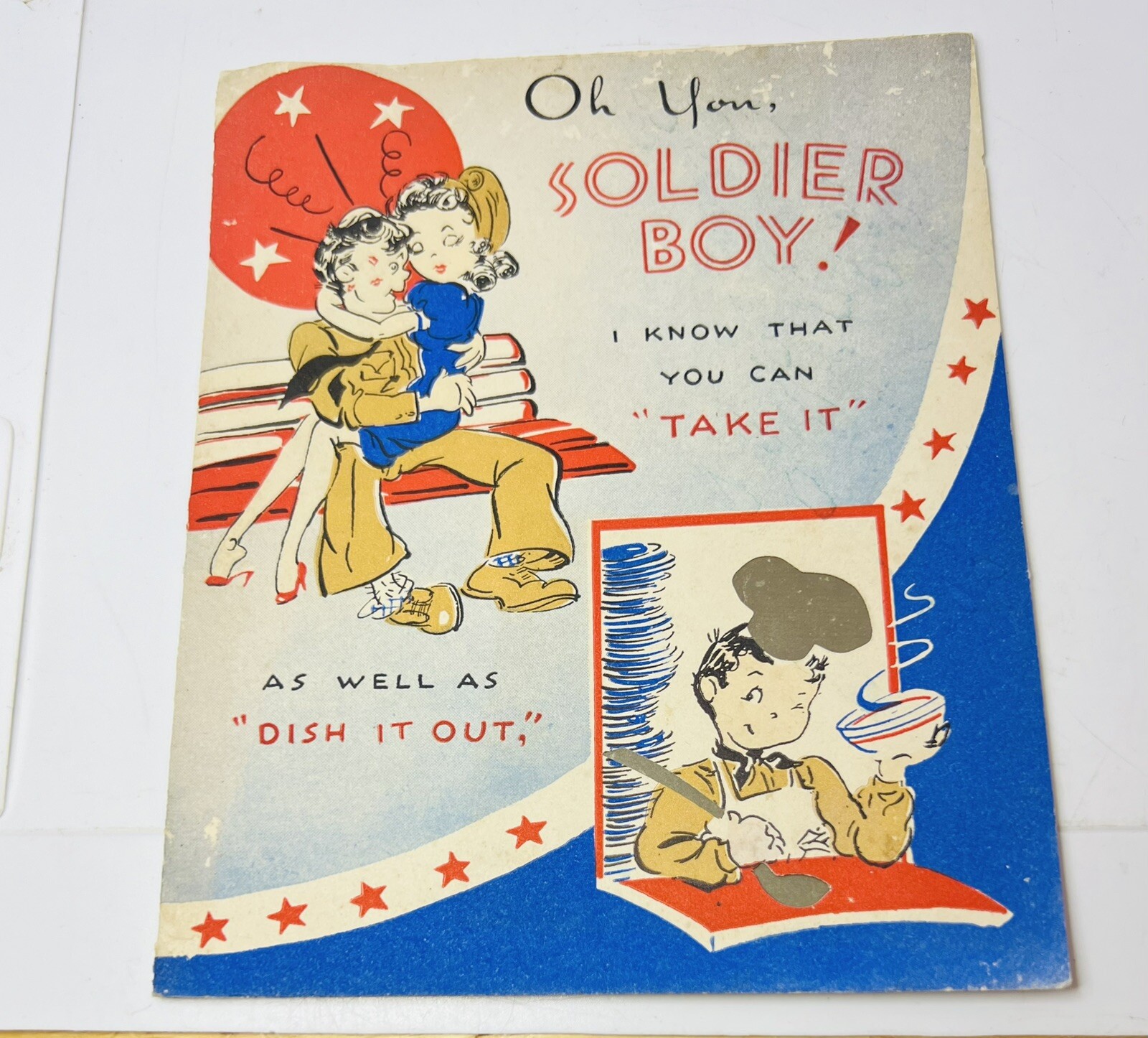Vintage Soldier Military Greeting Card WWII Era