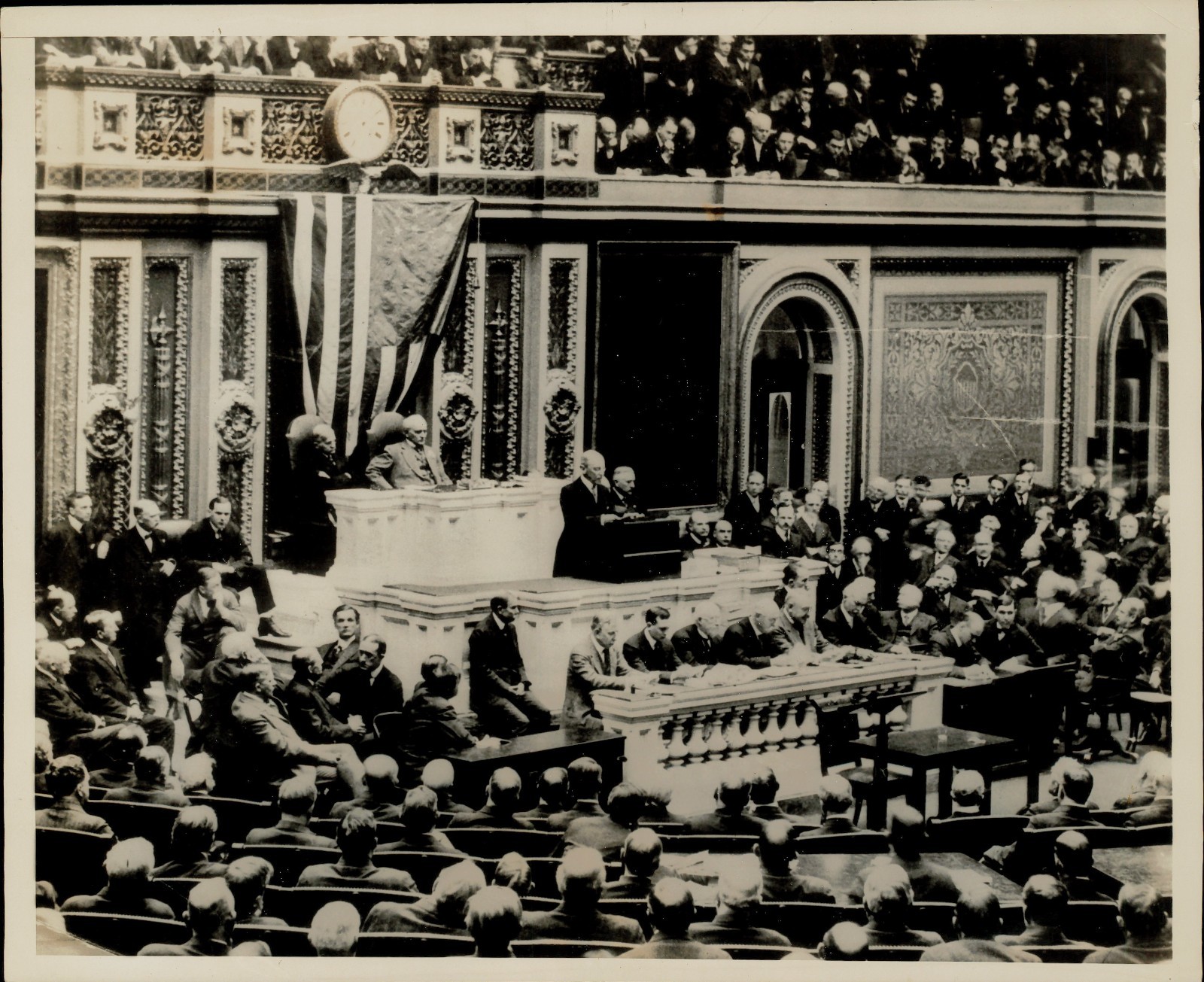 1937 Press Photo President Woodrow Wilson Asks Congress for Declaration of War
