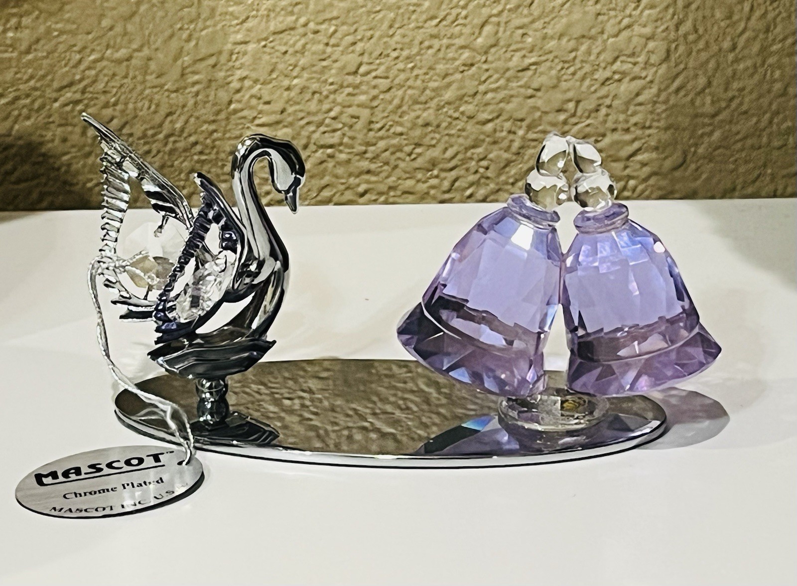 Crystal Delight Chrome Australian Crystals Swan & Purple Bells By Mascot w/ Tag