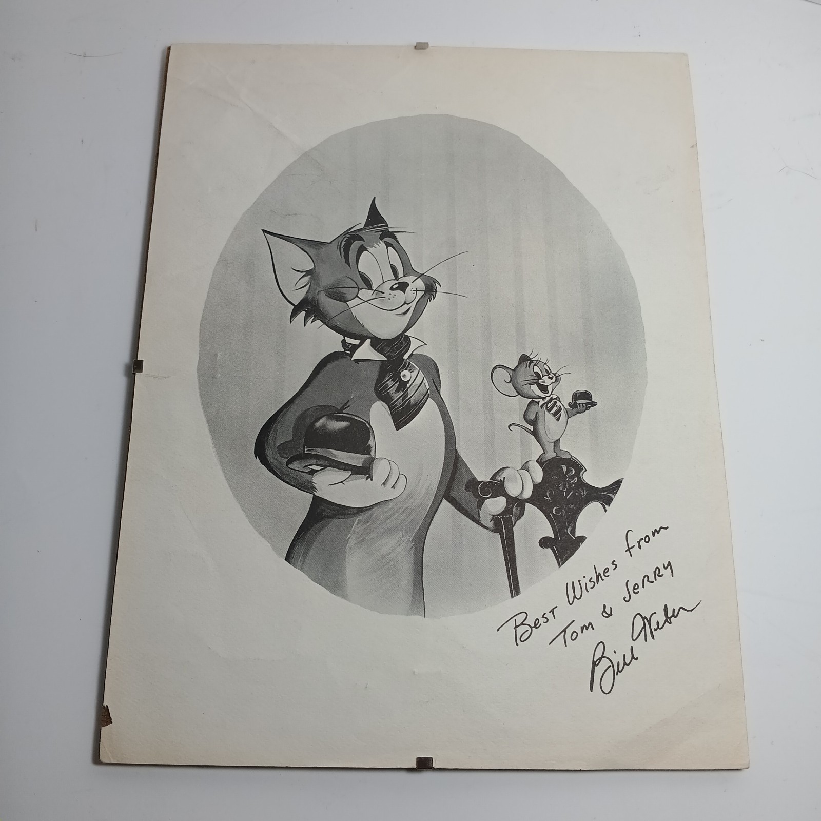 Vintage Bill Weber Tom & Jerry Cartoon Artist 1940s Signed Autograph Art Print