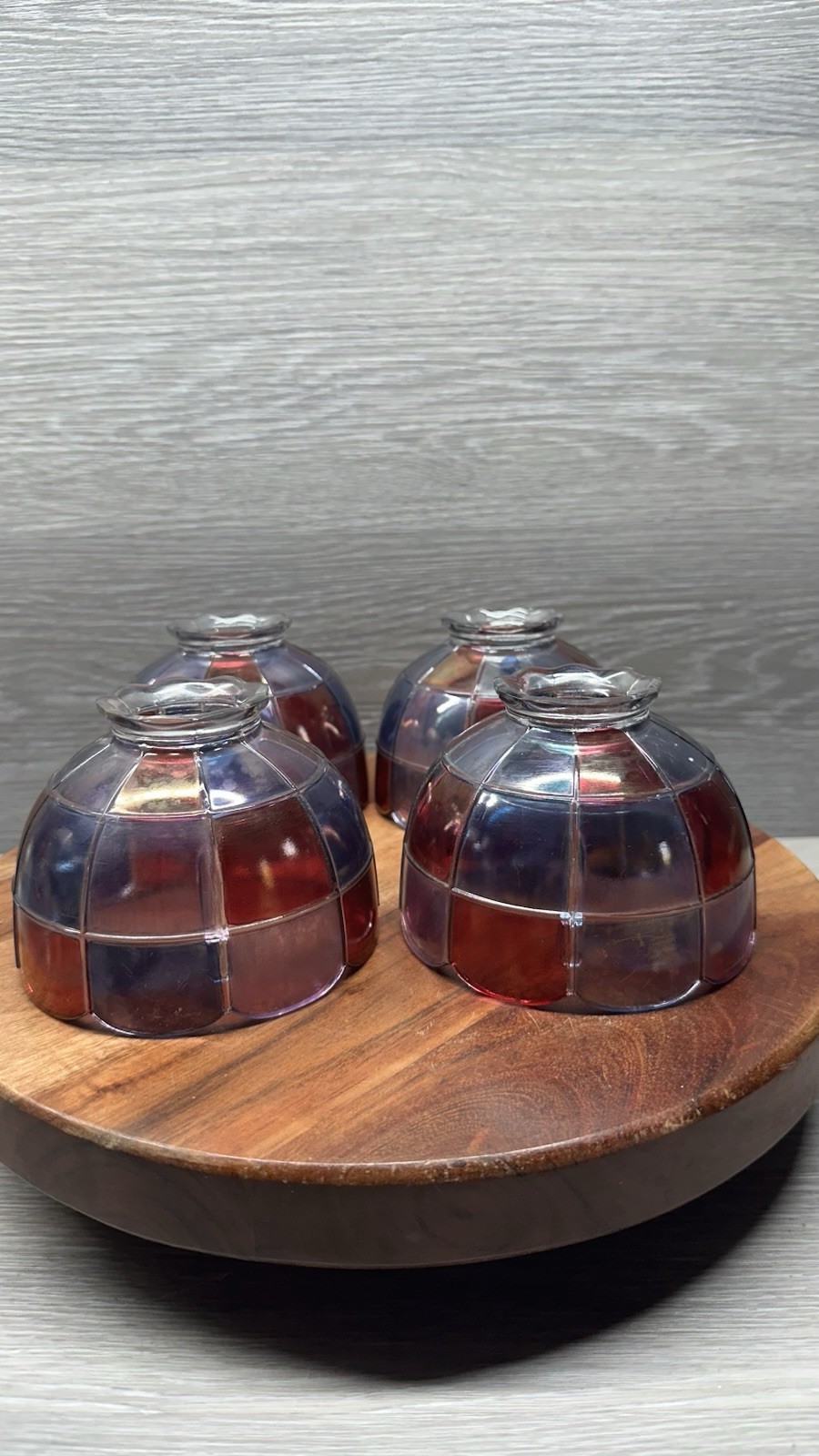Rare Vtg Set of 4 Westmoreland Stained Glass Fairy Lamp Replacement Shades 