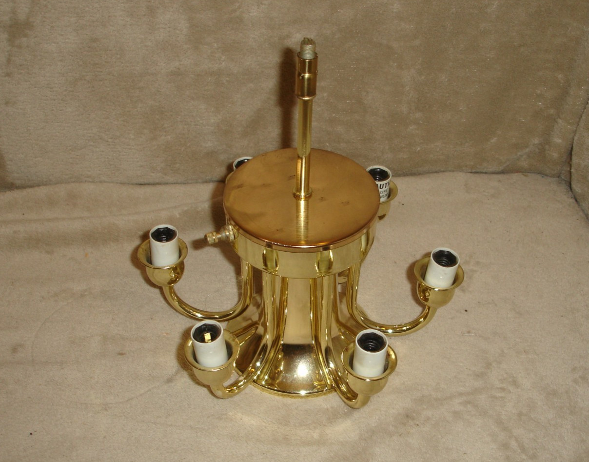Vintage Small 6-Arm Goldtone Chandelier Body 10.5 Inches Wide