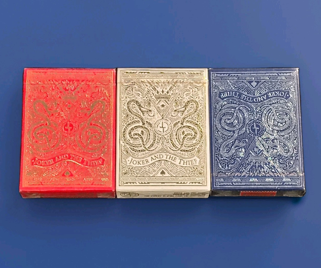 Joker and the Thief v1 Playing Cards  Deck Set Of 3 Red White & Blue New Sealed