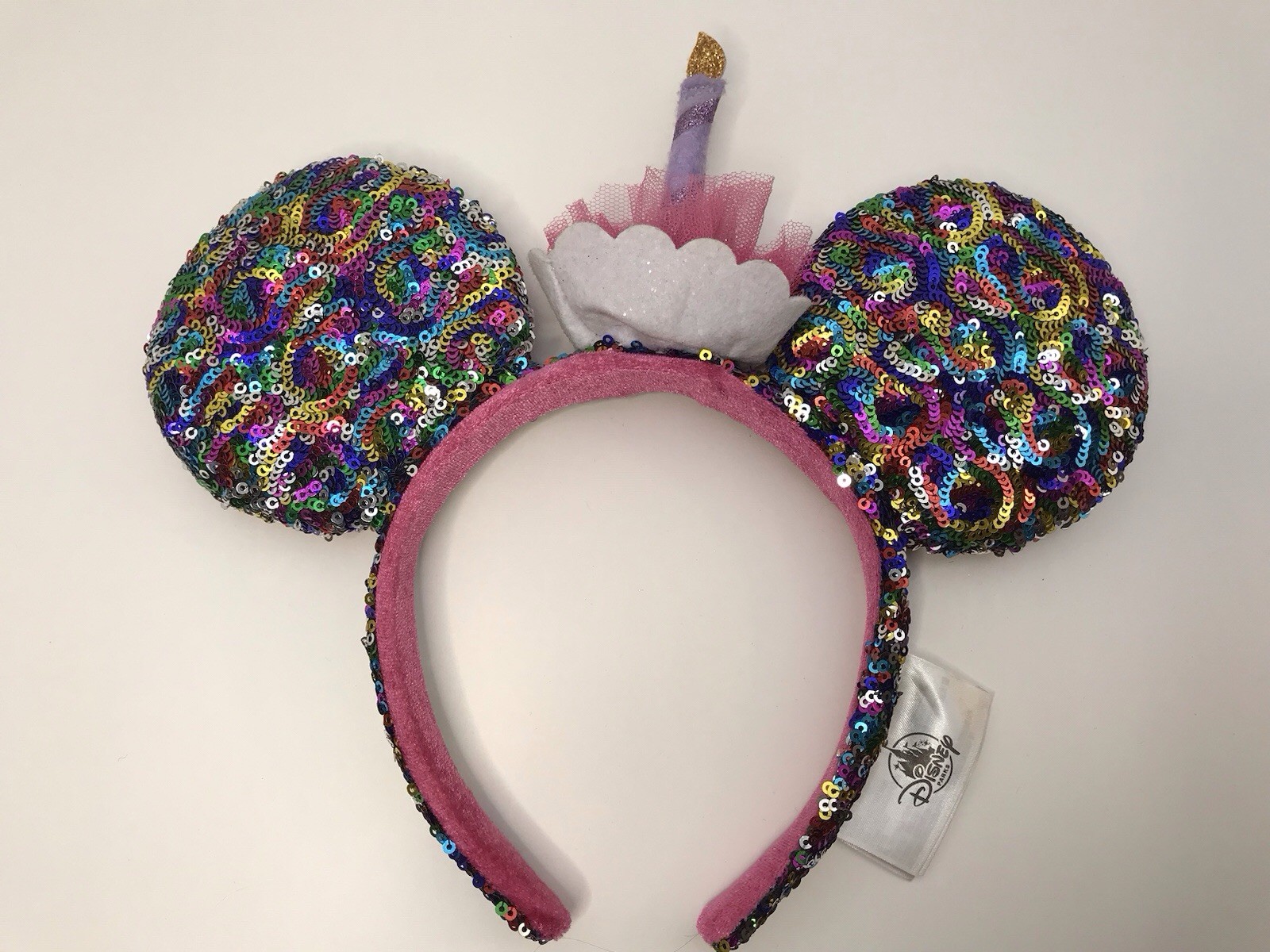 Rare Glitter Candle Sequins Multicolor Minnie Ears Disney Parks Ears Headband