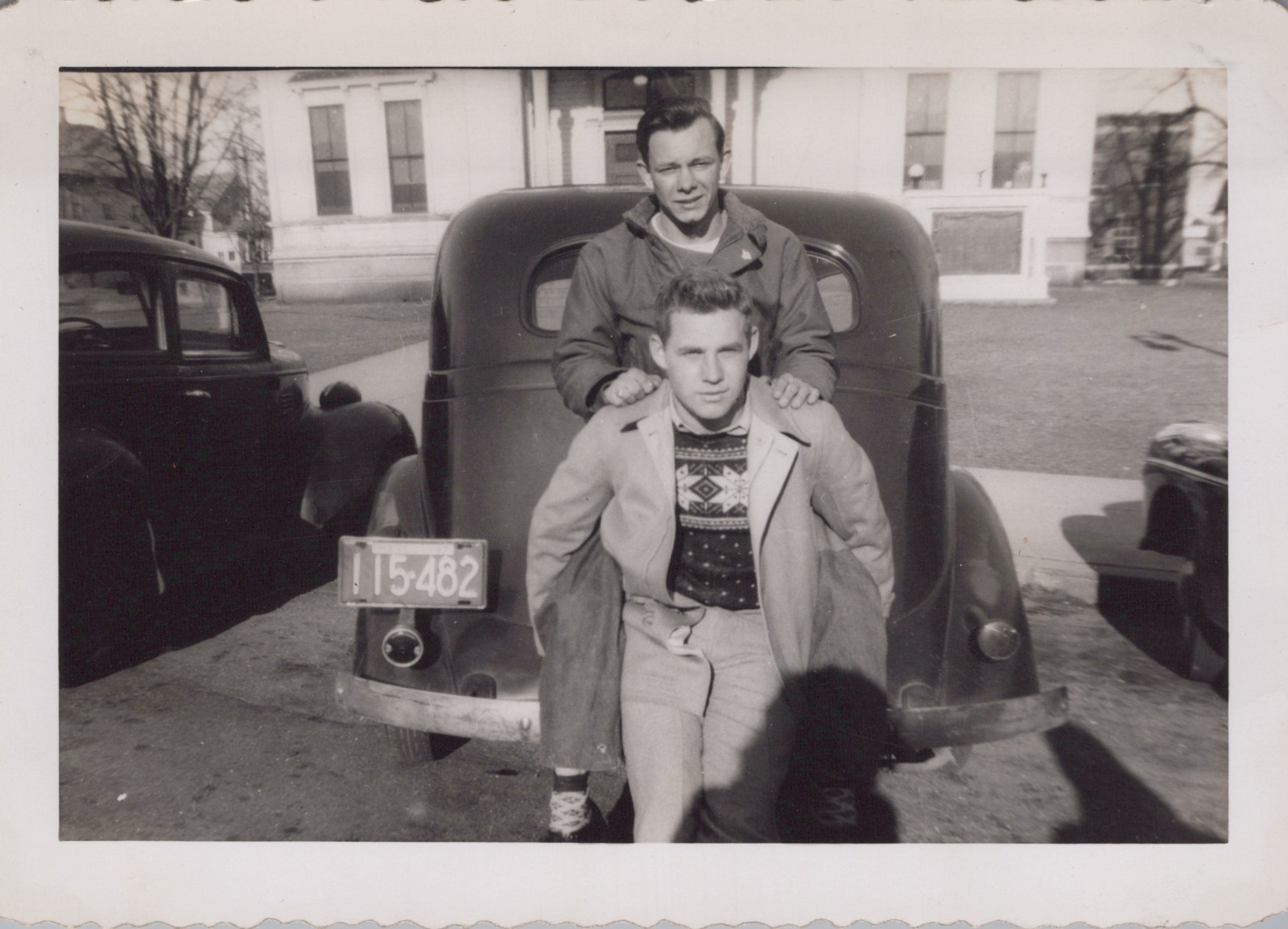 Handsome Men Friends Affectionate Gay Interest Classic 1947 Car VINTAGE PHOTO