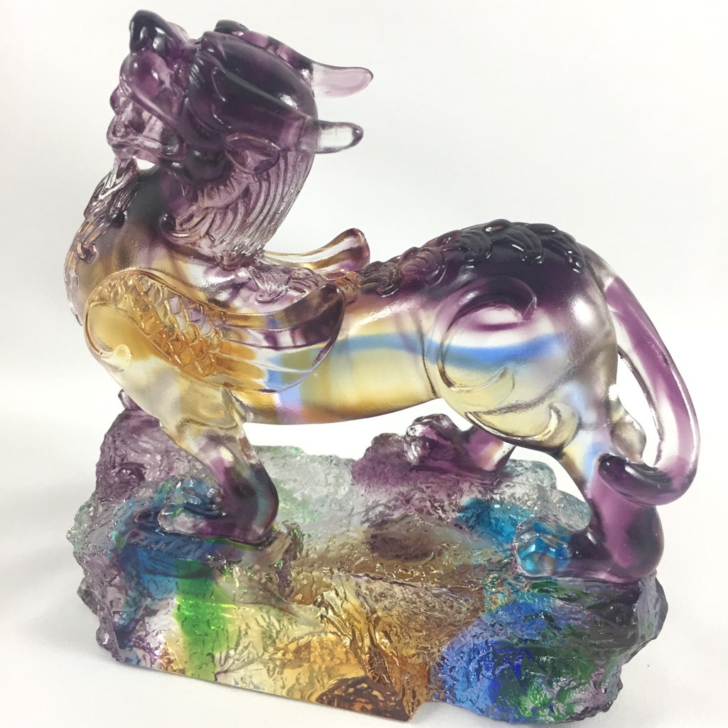 Liuli Crystal Glass Auspicious Chinese Spirit Beast Pixiu Fengshui Home Decor