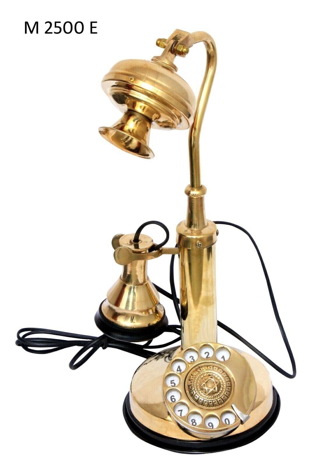 Antique Reproduction Brass Candlestick Telephone Rotary Dial Home Office Decor