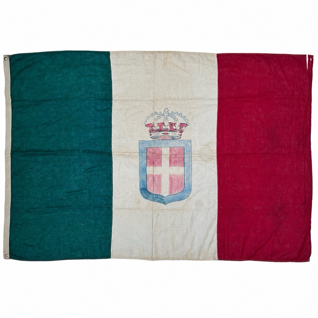Vintage 1930s 1940s Kingdom of Italy Flag Savoy Crown WWII Era Tricolor 65 x 44