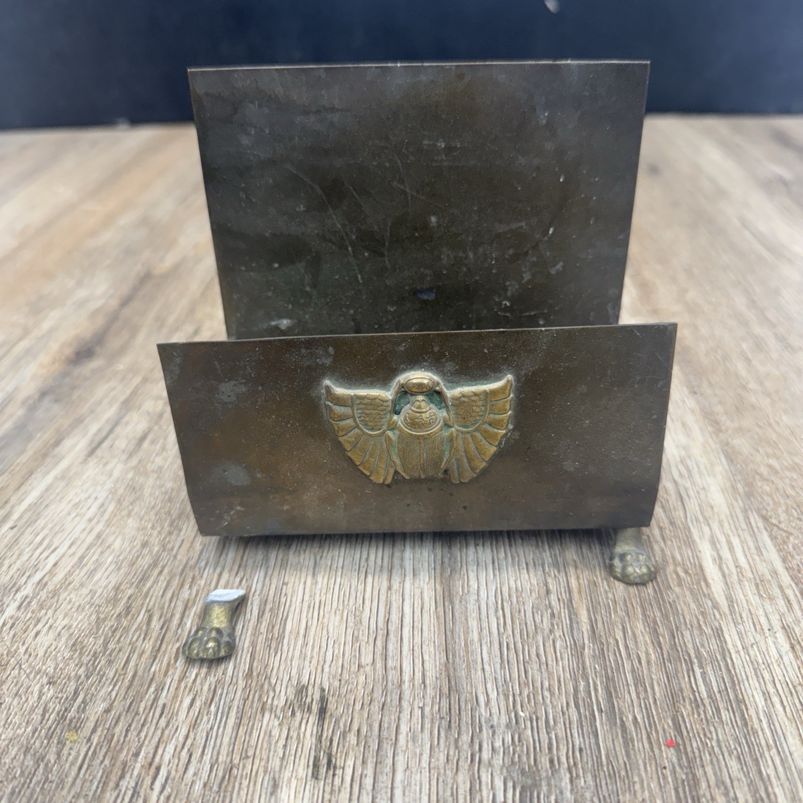 Antique 1920’s Benedict Karnak Brass Egyptian Revival Scarab Letter Holder Signe