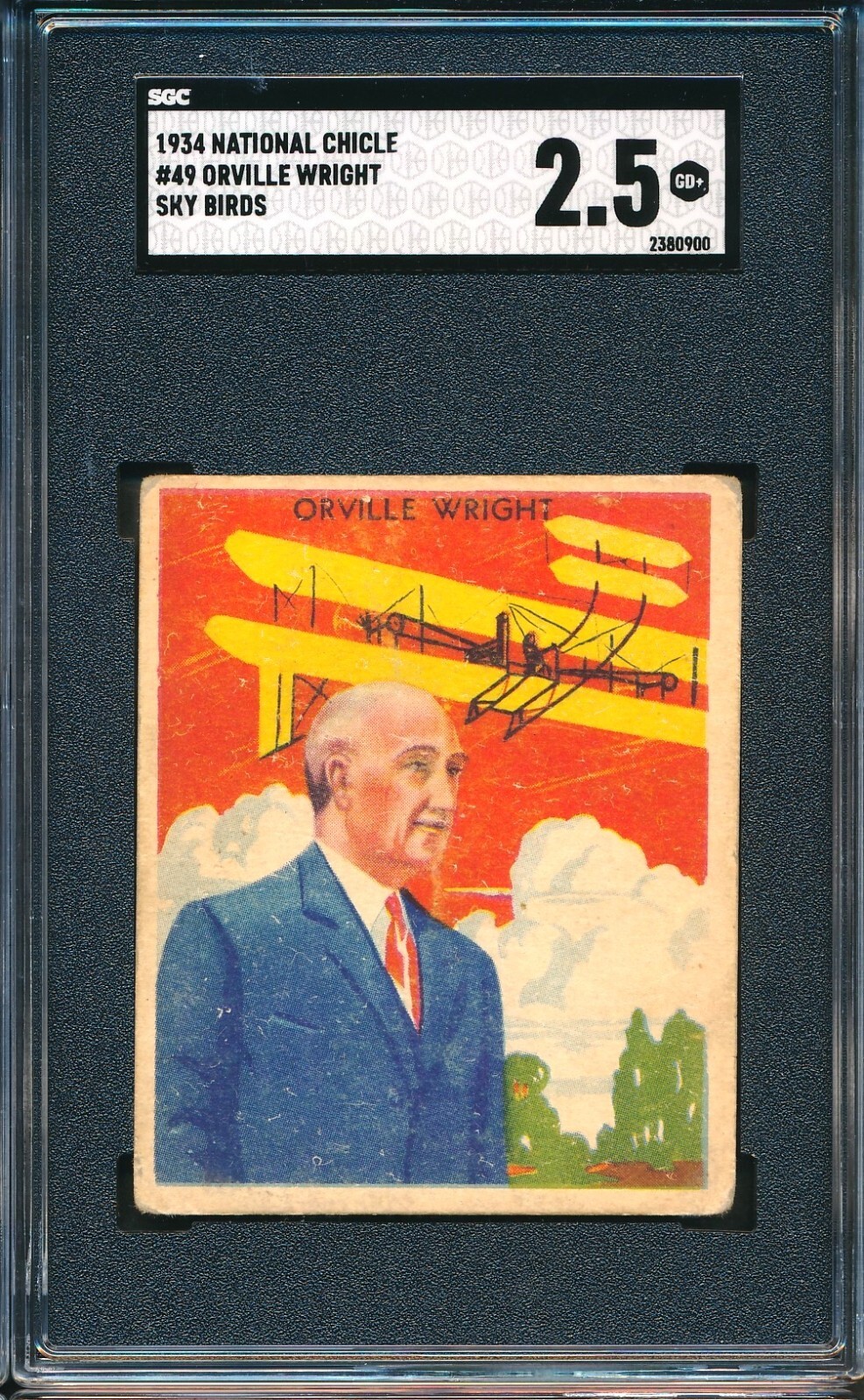 1933-1934 R136 National Chicle Sky Birds #49: ORVILLE WRIGHT ~ SGC 2.5