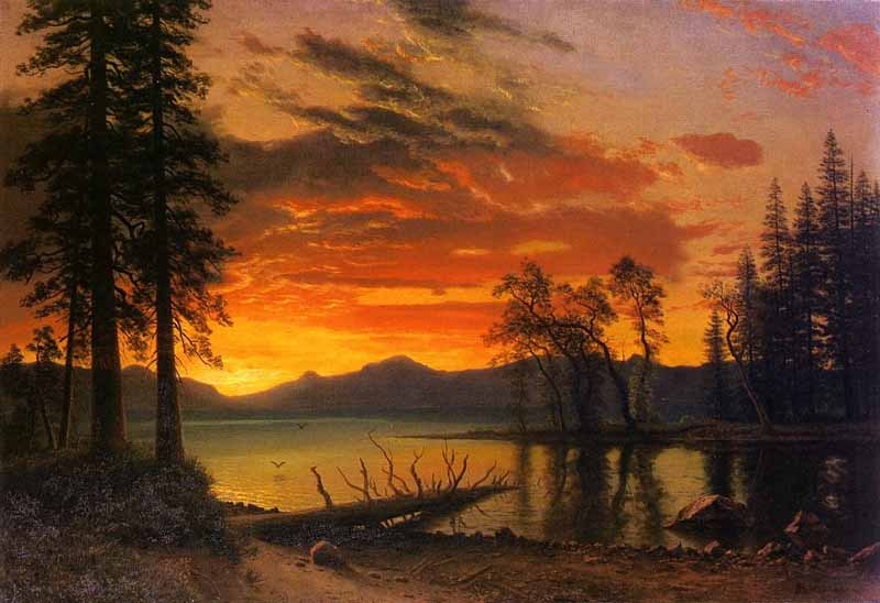 Hand painted Oil painting stunning landscape Sunset over the River on canvas 36\