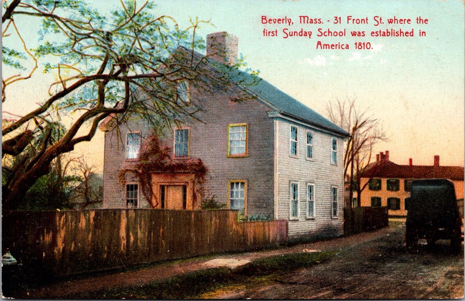 Postcard 31 Front Street, First Sunday school in Beverly, Massachusetts~133646