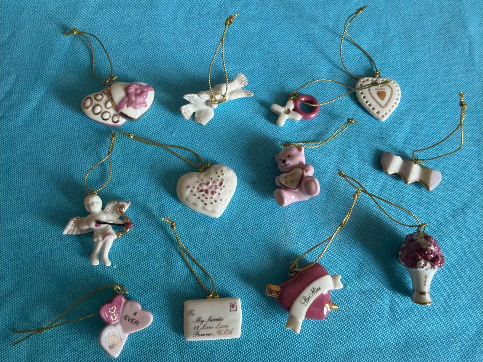 Lenox Be Mine Valentine 12 Mini Tree Ornaments Set Valentine\'s Day miniature