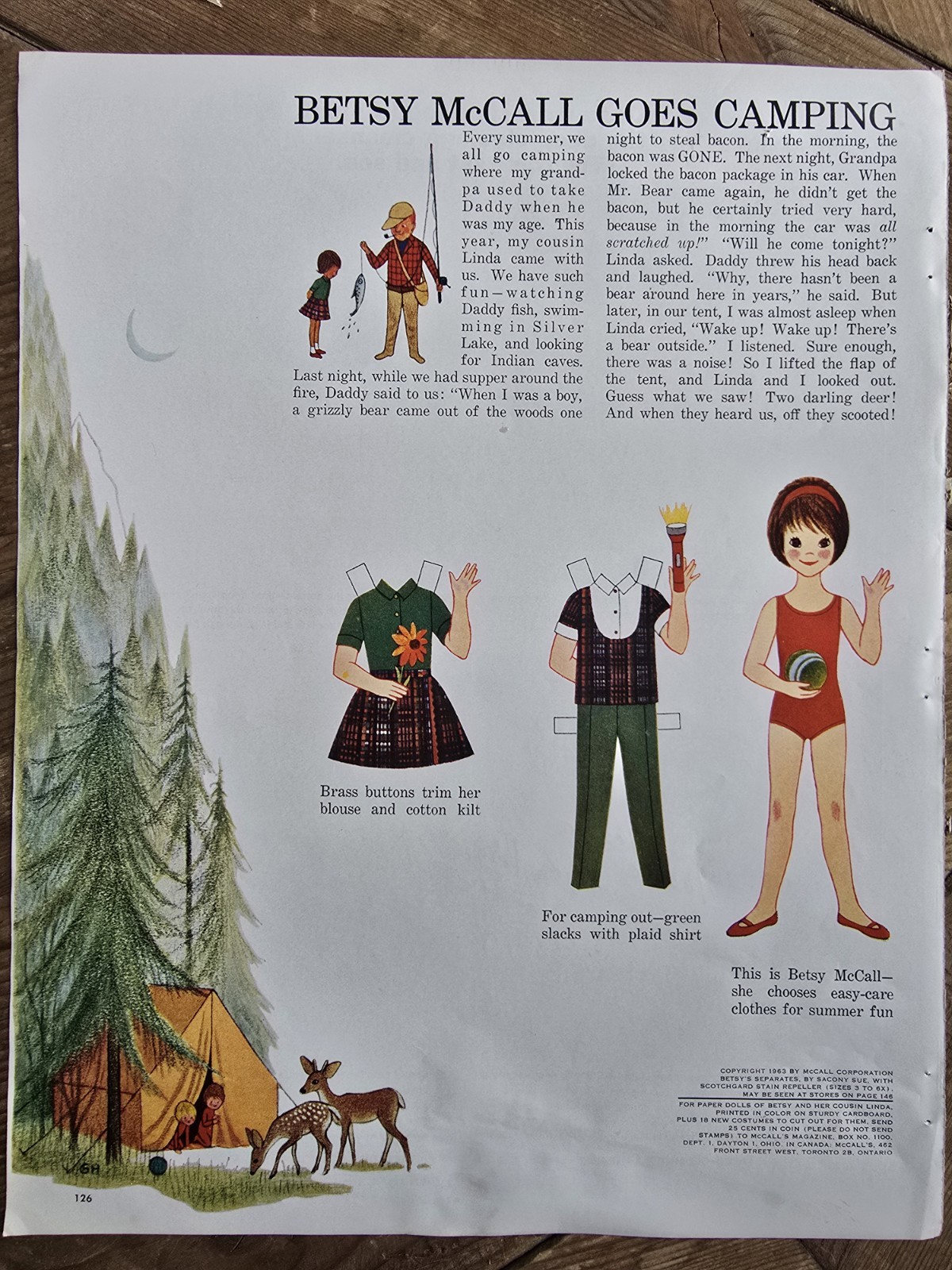 1963 Betsy McCall Goes Camping Paperdoll Paper Doll Vintage Ad 