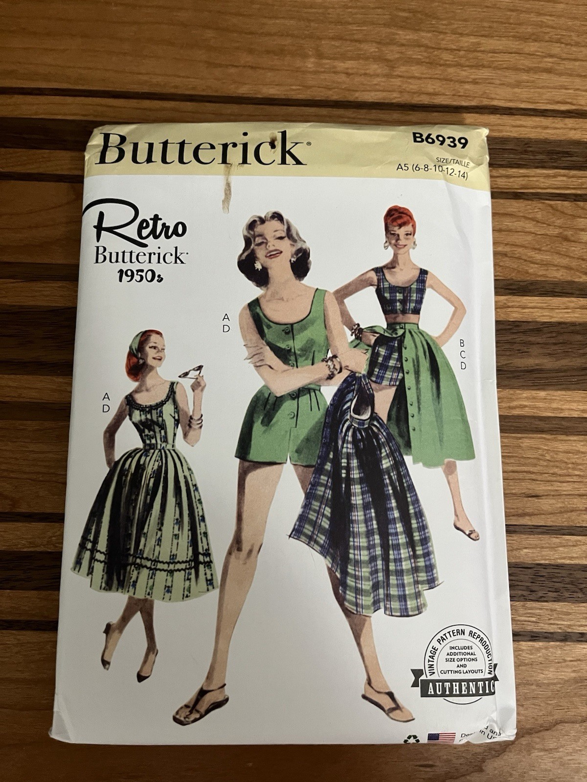 Butterick 1950's Retro Pattern  B6939 A5 (6-8-10-12-14) NEW 