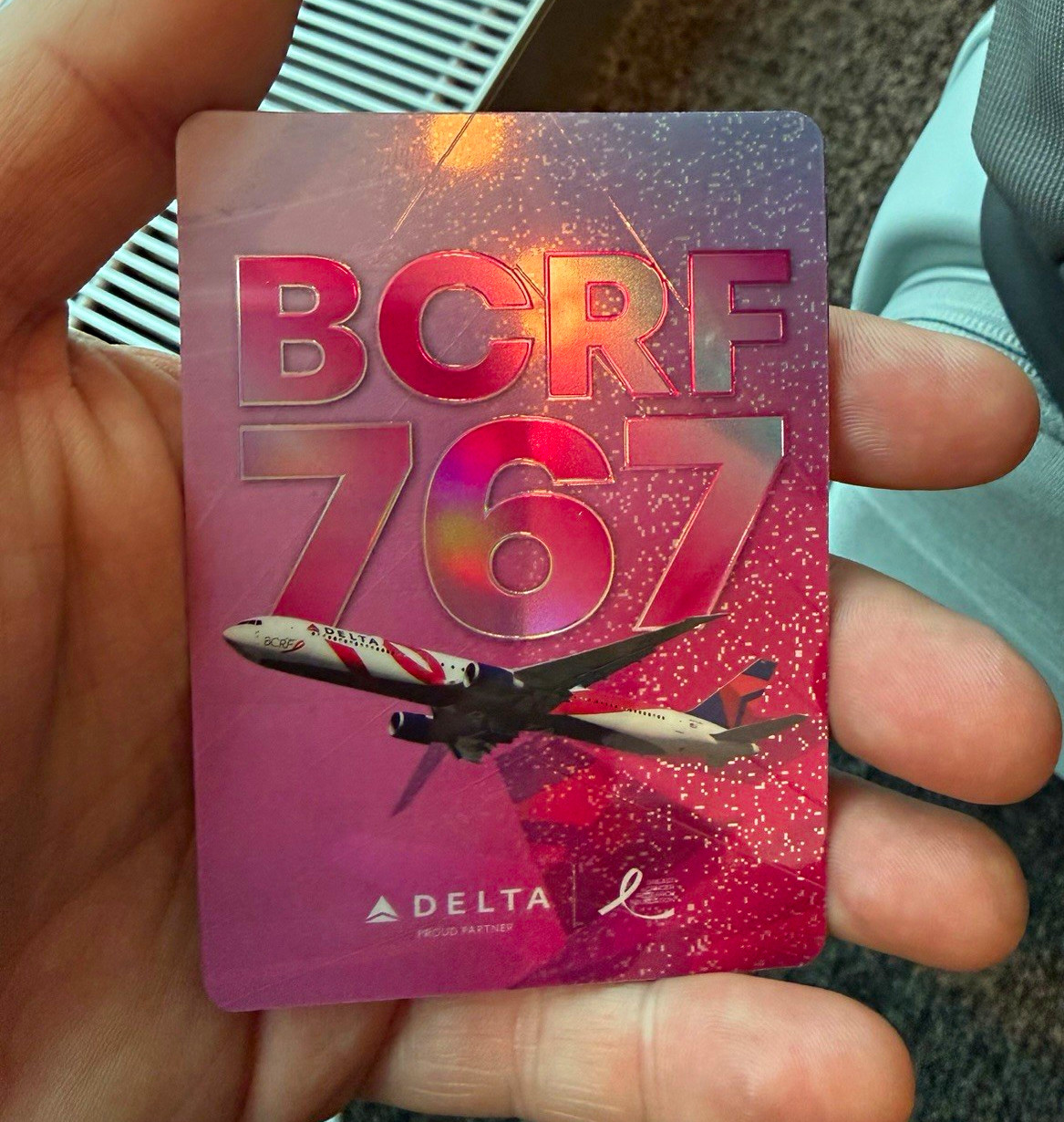 Delta Boeing 767-400ER BCRF Card # 80 pilot trading card Pink Livery
