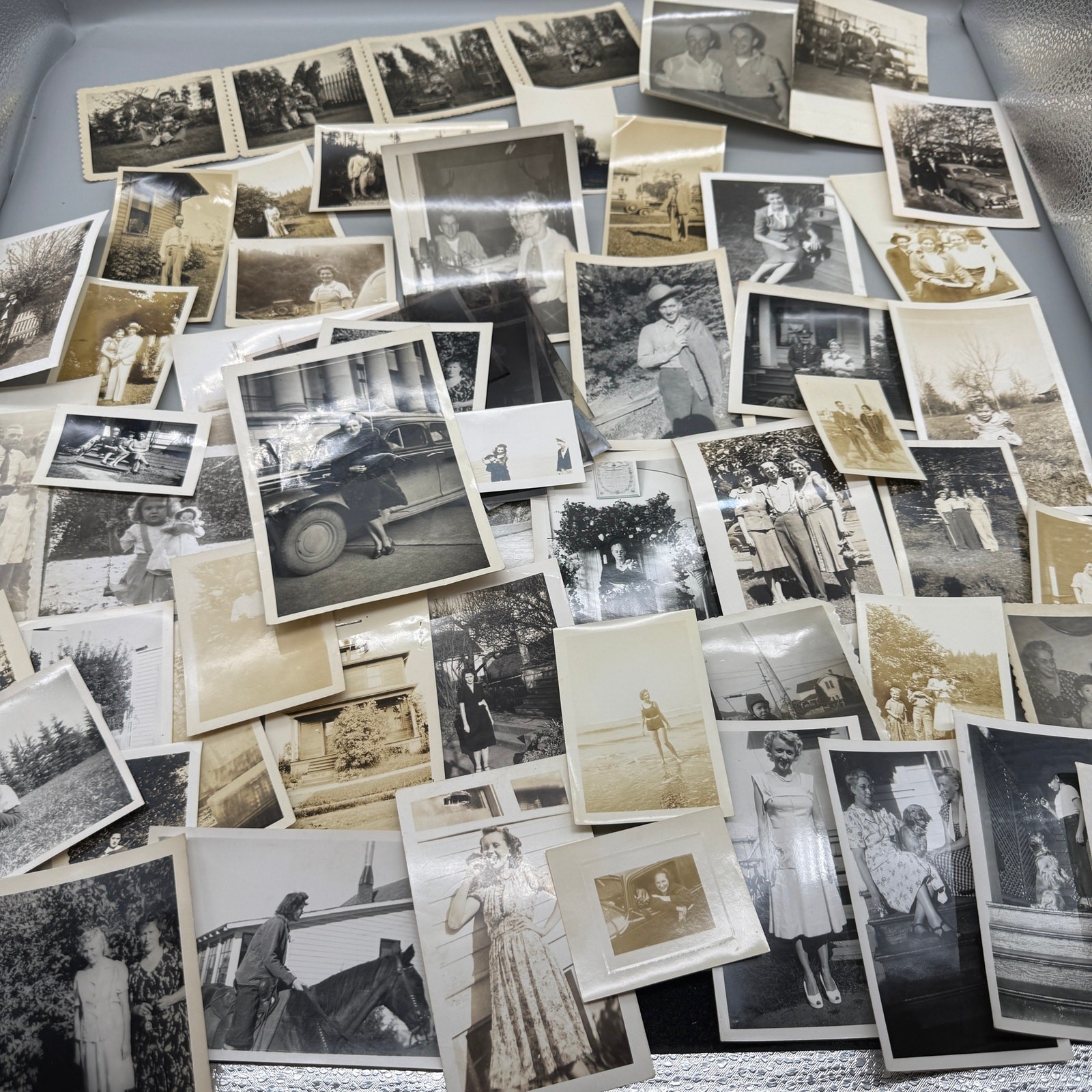 Antique & Vintage Photos Huge Lot 50+ 1900s Family Kids Women Pets Cars lot B