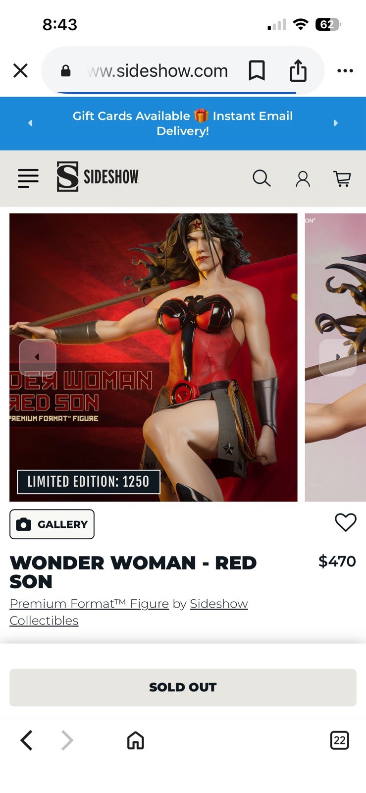Red Son Wonder Woman- Sideshow Premium Format Statue New Sealed