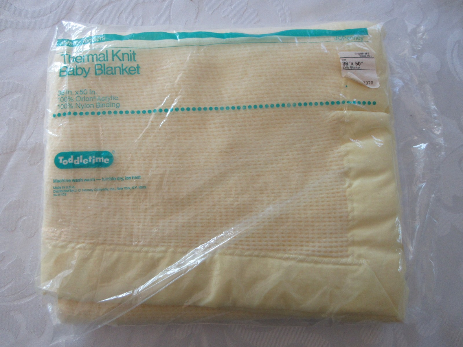 Baby Morgan BABY BLANKET Acrylic WAFFLE WEAVE Nylon Trim Yellow  TODDLETIME  2