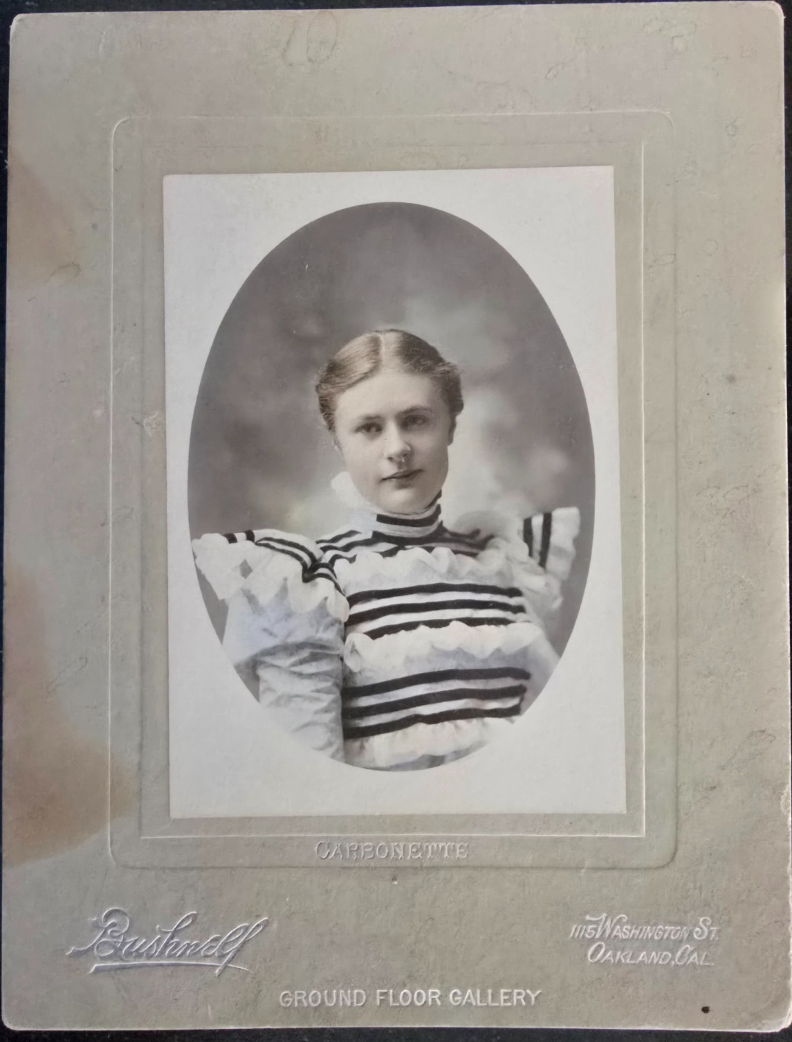 VTG  1890's Cabinet Card Photo, Pretty Young Victorian Woman, Tinted Photo