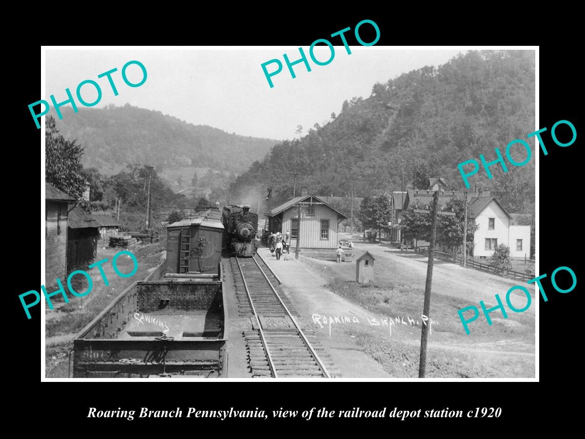 Roaring Branch Pennsylvania Railroad Station c1920 Old Large Historic Photo