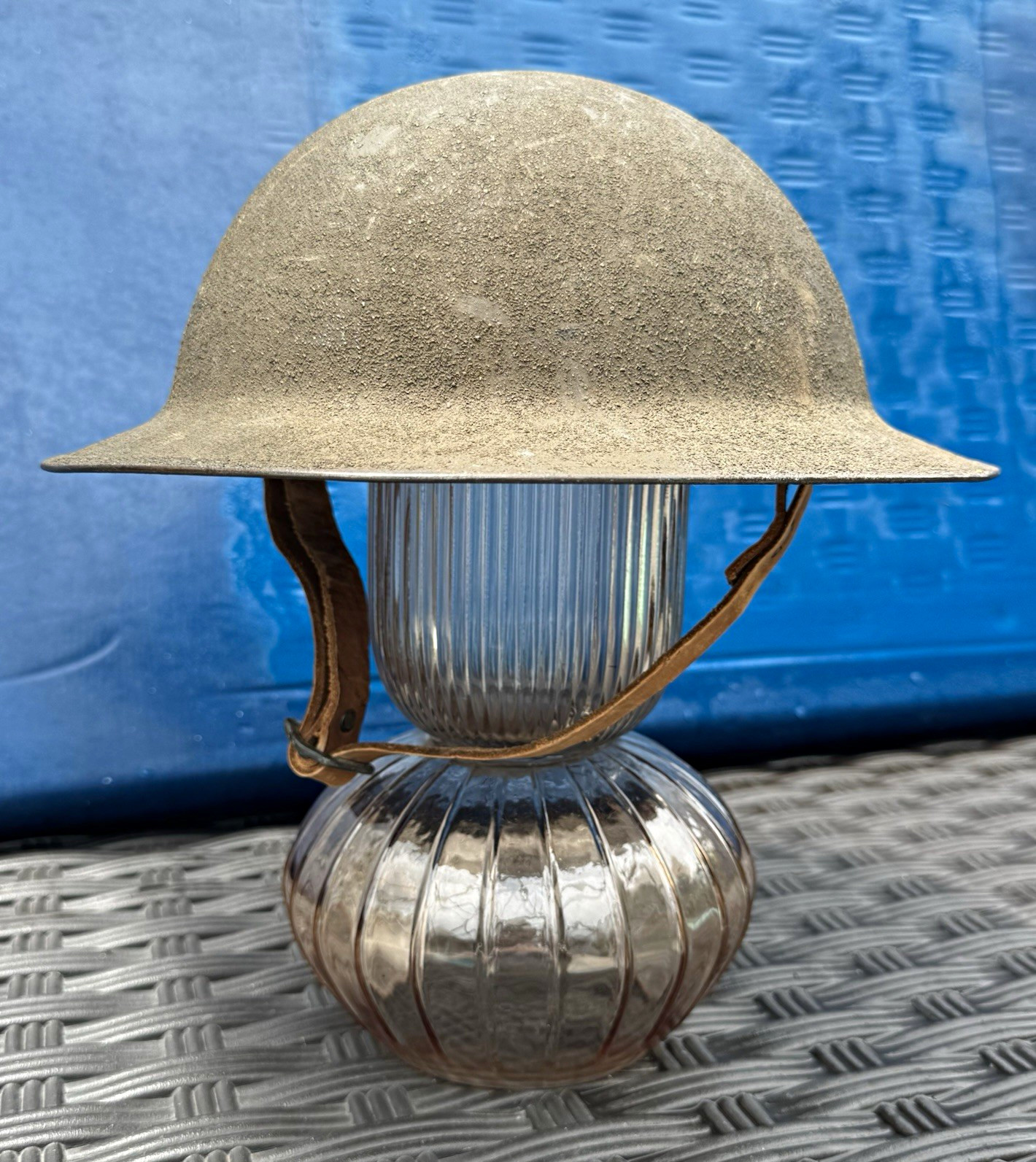Vintage WWI US M1917 Doughboy Steel Helmet with Liner & Chin Strap - Exc