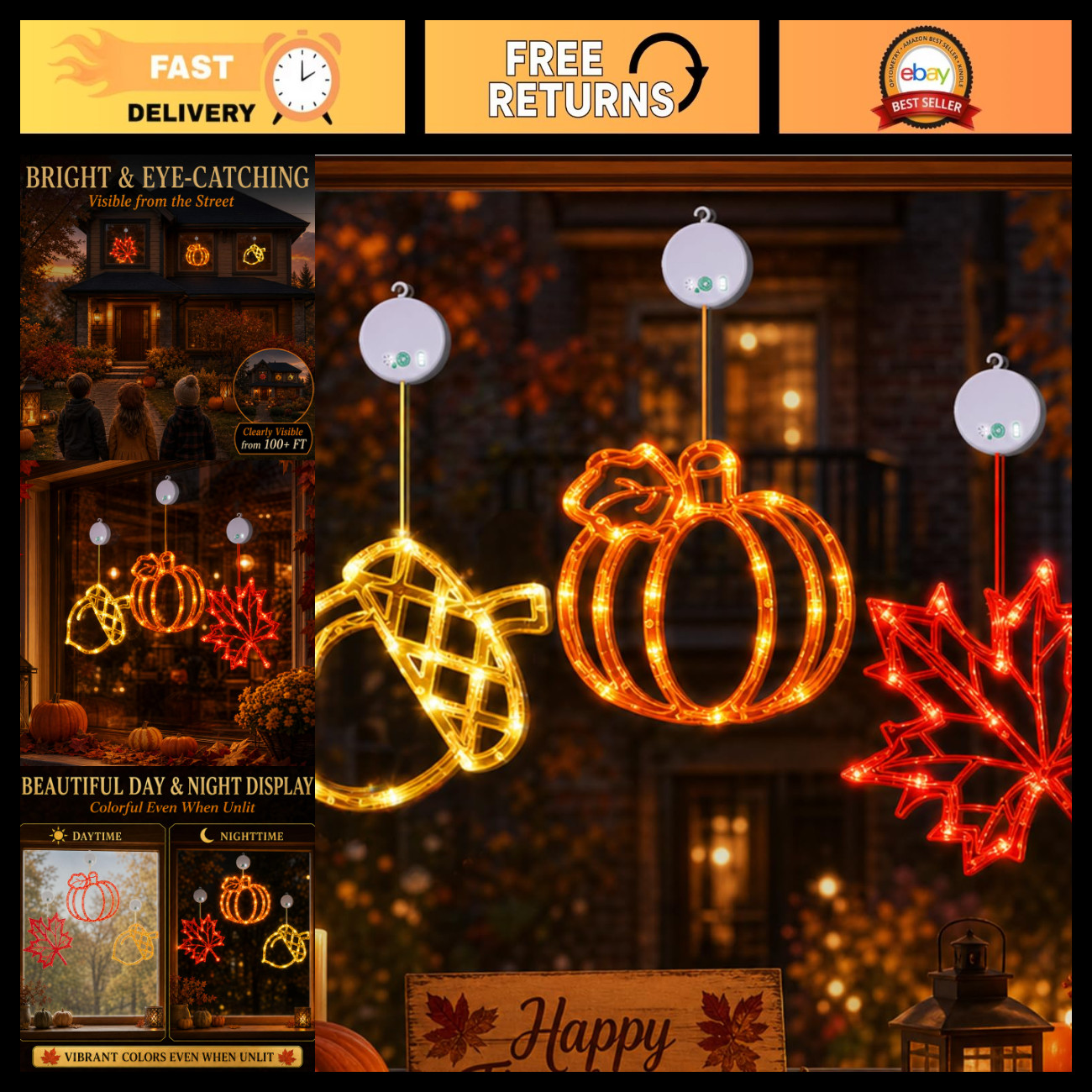 Fall Decor Fall Lights 2026, Thanksgiving Decorations LED Lights