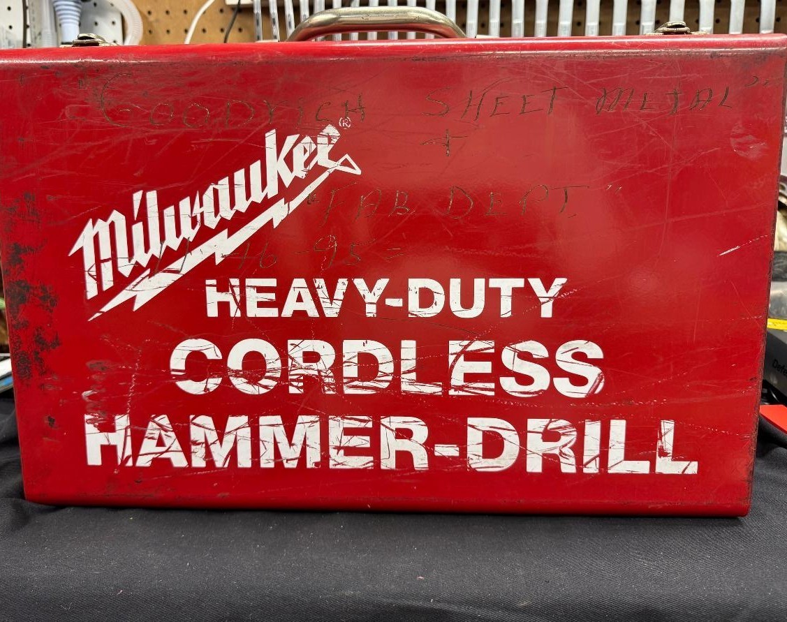 Vintage Milwaukee Heavy Duty Cordless Hammer-Drill Empty Red Metal Box