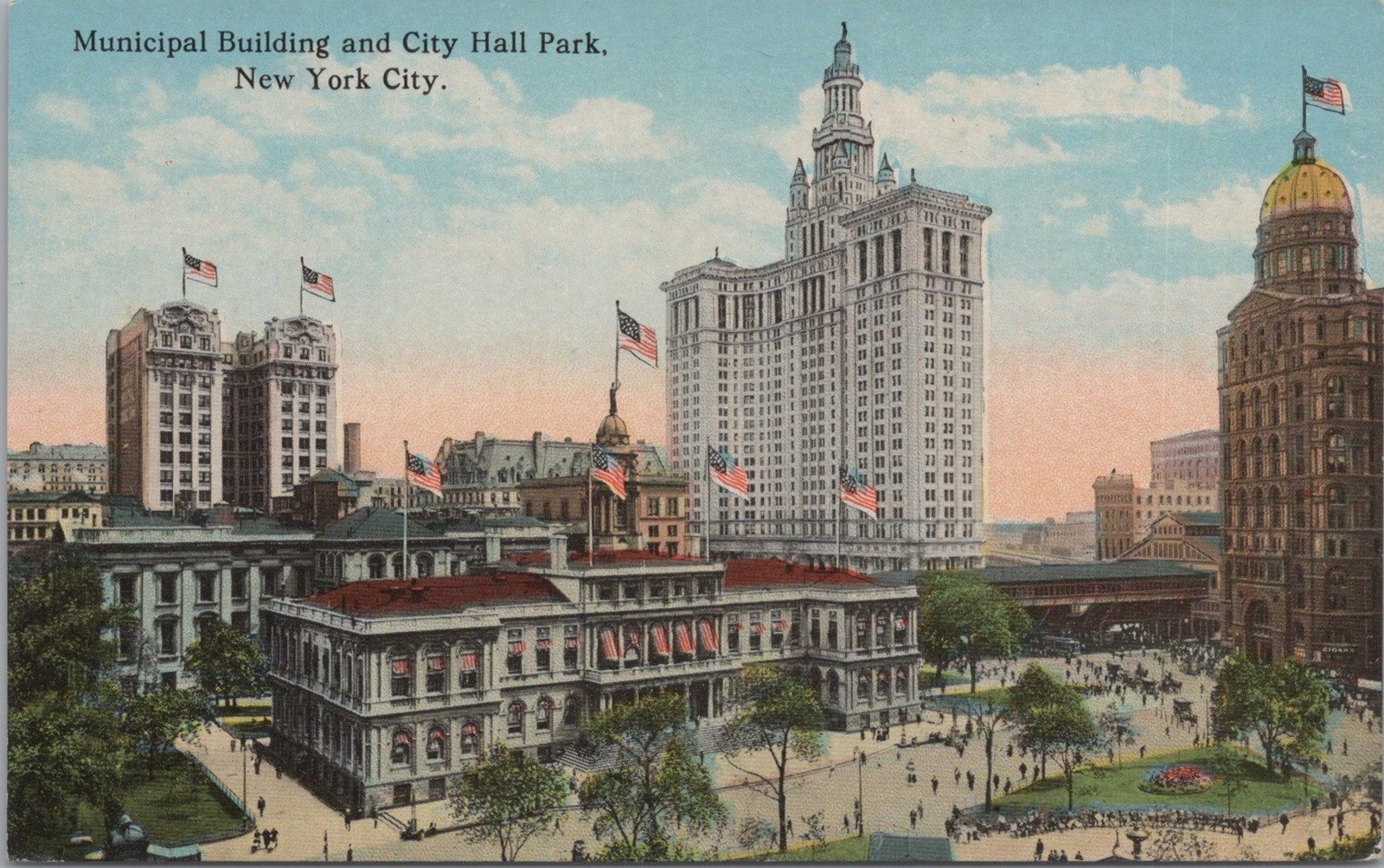 NYC Municipal Building City Hall Park New York NY Historic Architecture Postcard