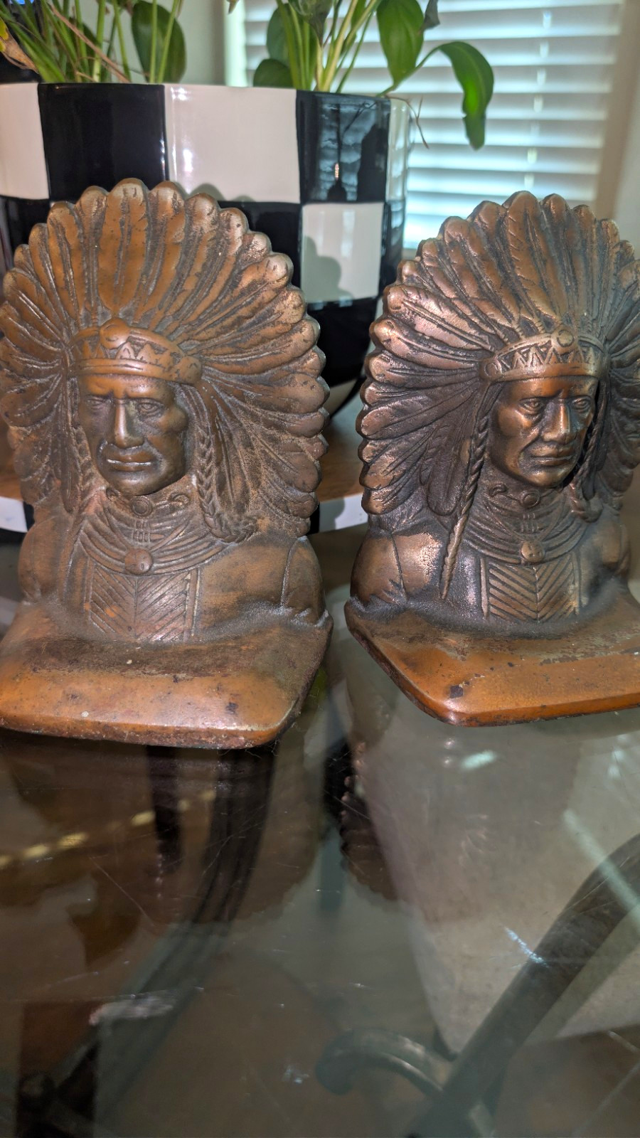 Mid Century Native American brass Bookends