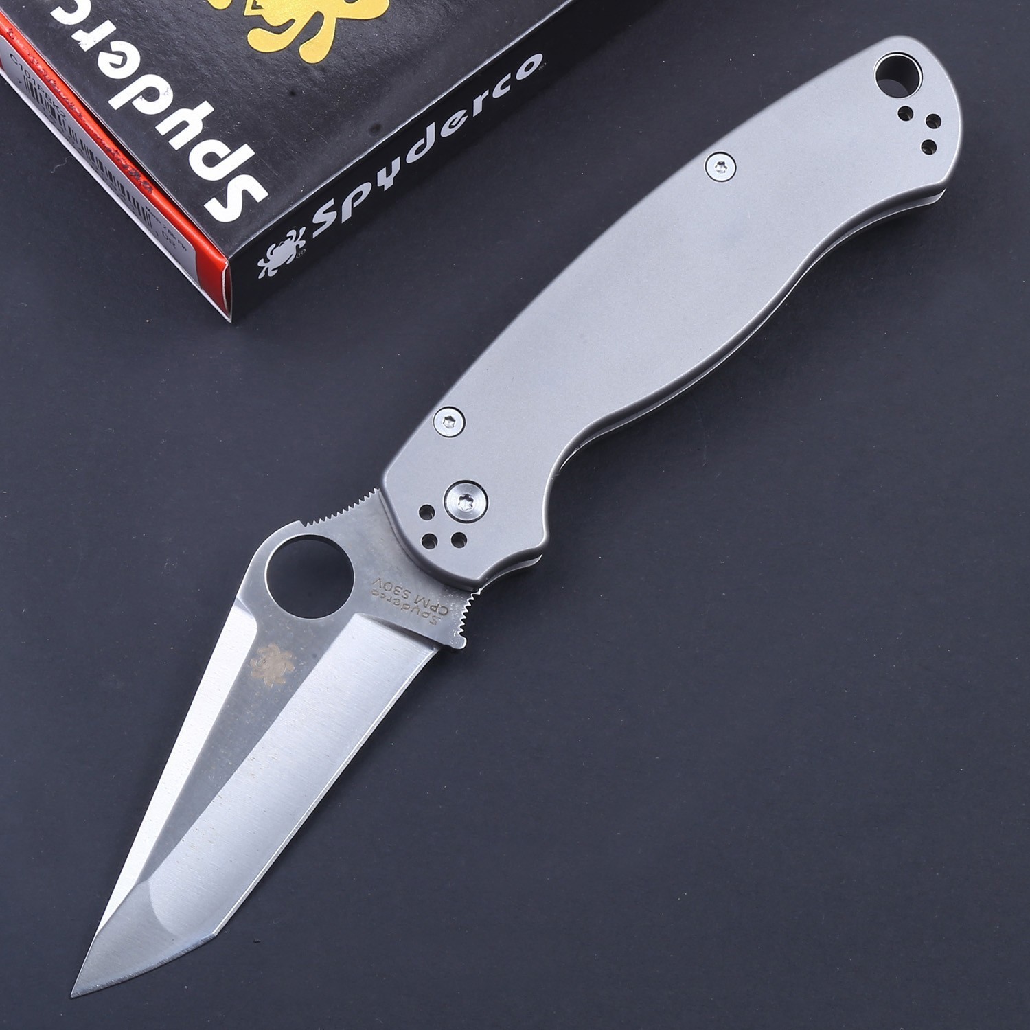 C81 Para Military 2 Titanium Handle Tanto D2 Steel Blade Lock Back Pocket Knife