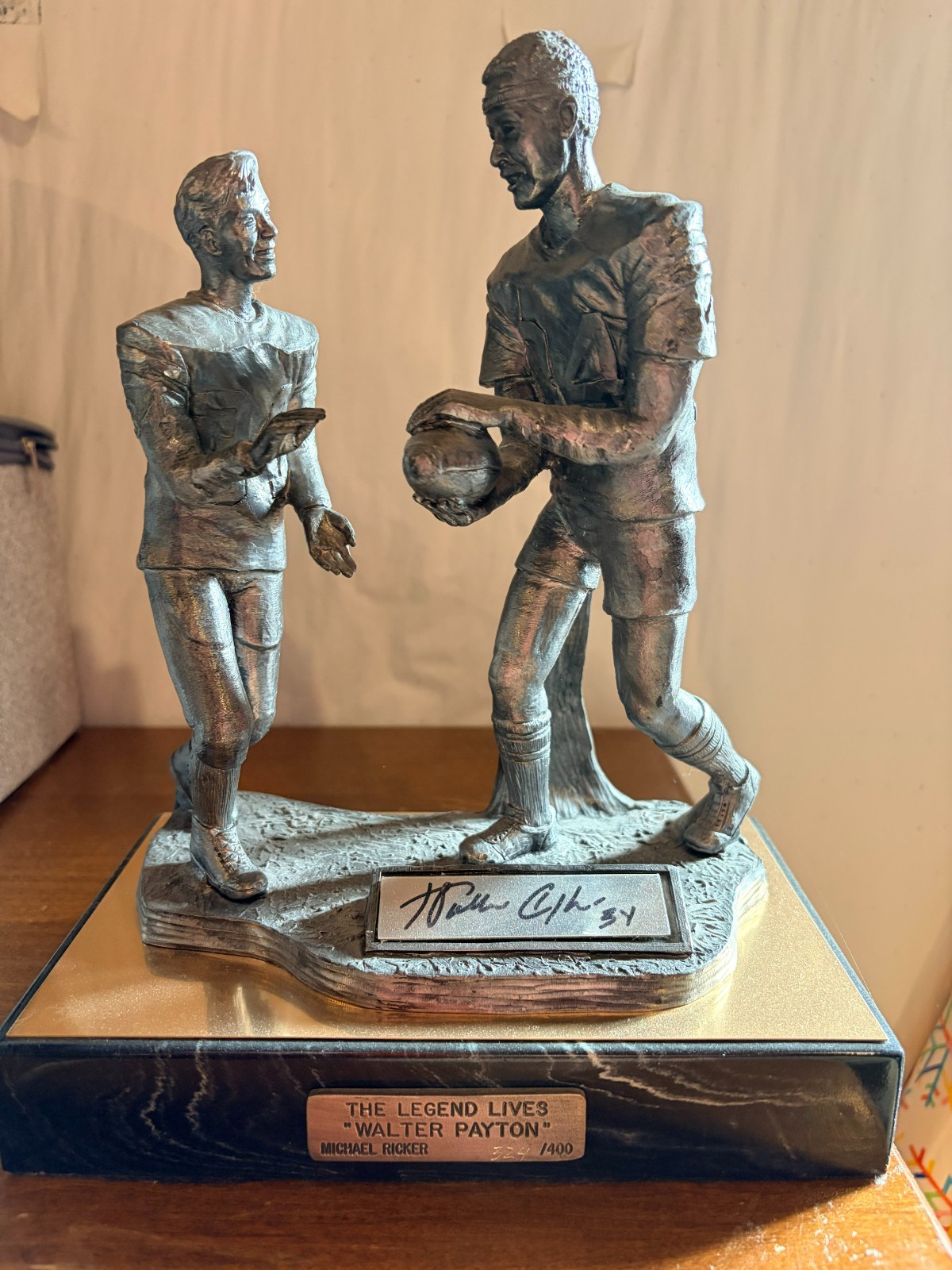 Walter Payton Signed Michael Ricker Pewter Statue