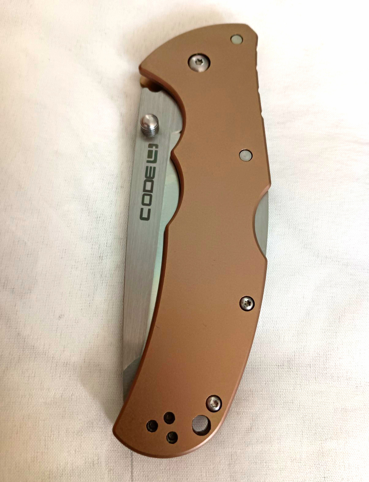 Cold Steel Code 4 Pocketknife Brown/Silver Aluminum CPM S35VN Tanto Plain